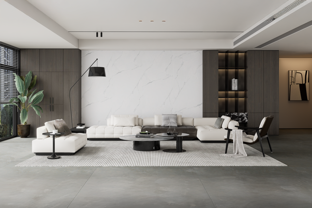 Revestimiento de pared decorativo efecto mármol vinílico SPC Marbre Calacatta blanco de 260x120cm