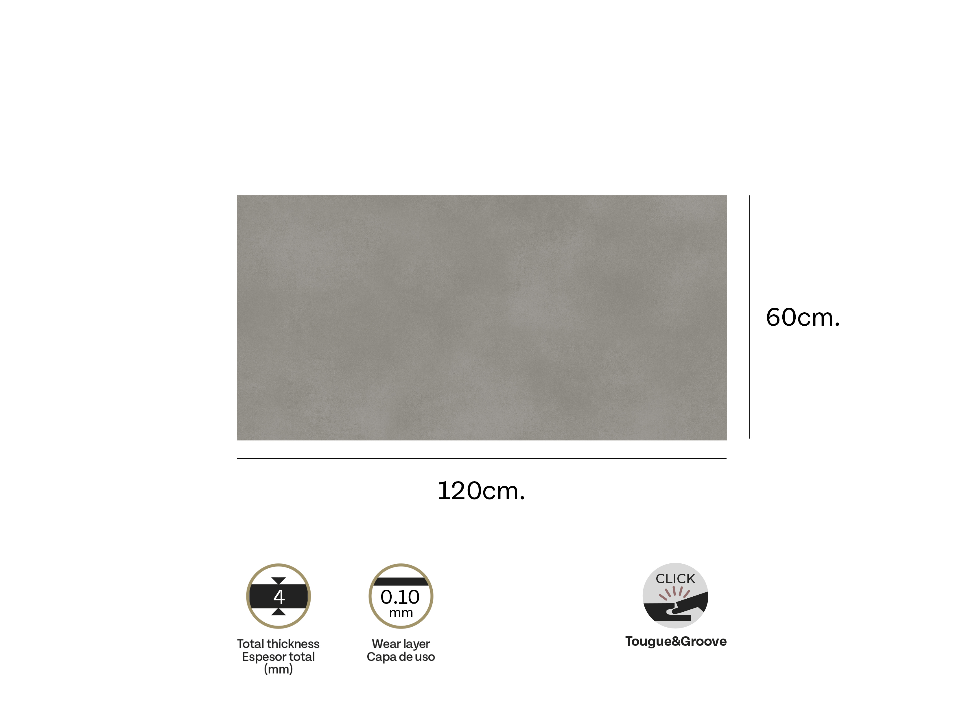 Revestimiento de pared decorativo efecto cemento vinílico SPC Core gris de 120x60cm - 5