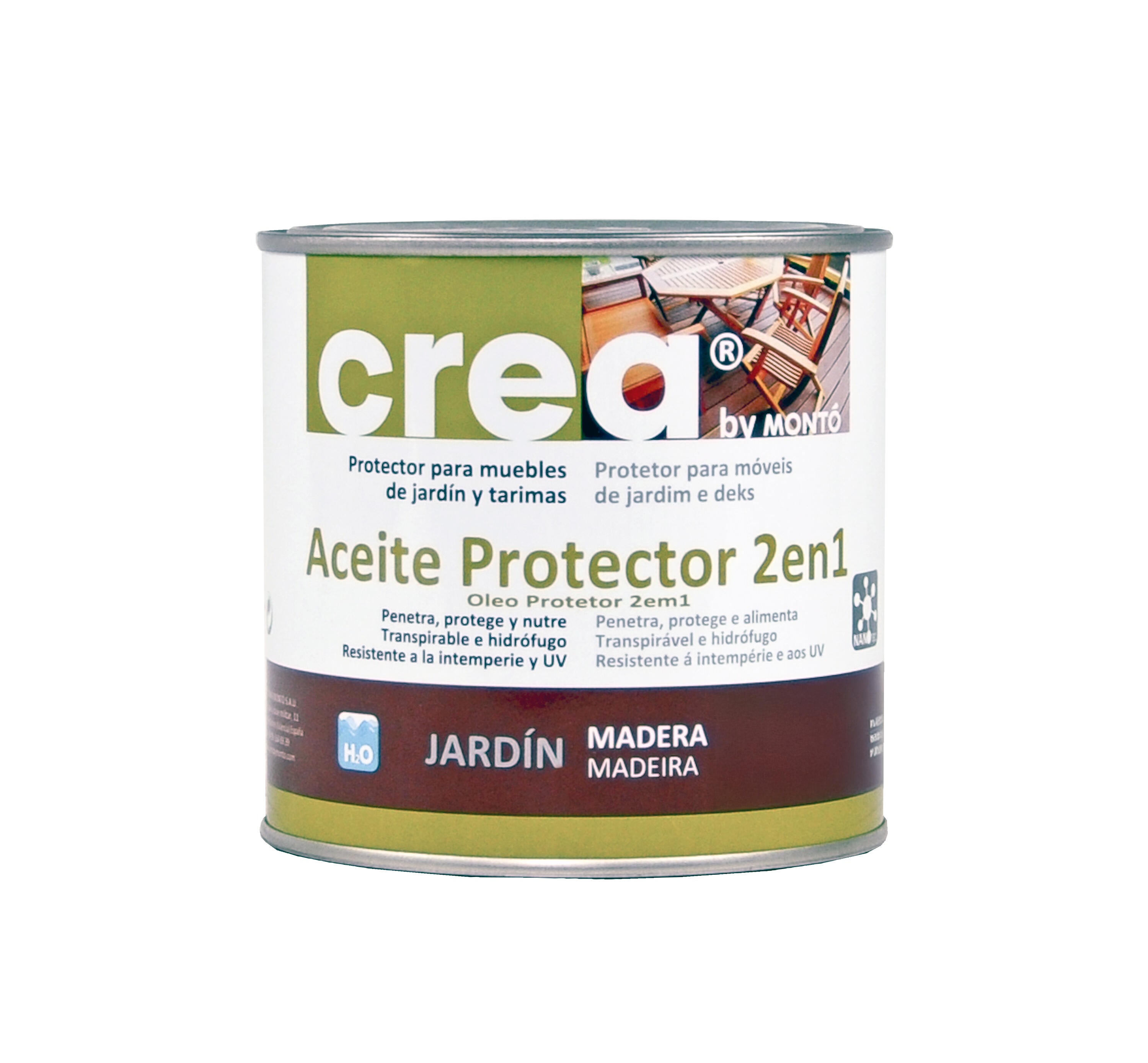 Aceite de madera interior para armazón, mobiliario, puertas, vigas en color teca, acabado mate de 500 ml. hasta 2 años de protección. base agua.