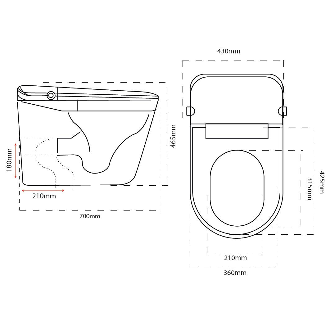 Inodoro Japonés ArteCristal Smart Arte Wash aroma in-tank color blanco con salida dual y cánula de limpieza automática y manual, higiene intima avanzada, función de secado y asiento calefactable - 2