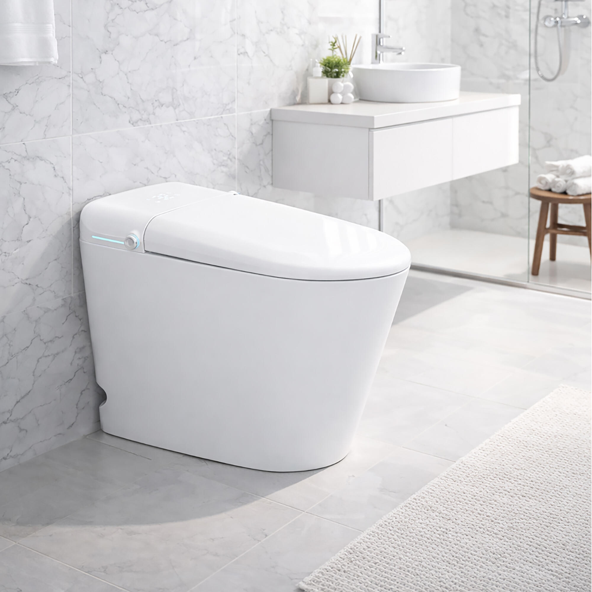 Inodoro Japonés ArteCristal Smart Arte Wash aroma in-tank color blanco con salida dual y cánula de limpieza automática y manual, higiene intima avanzada, función de secado y asiento calefactable - 3