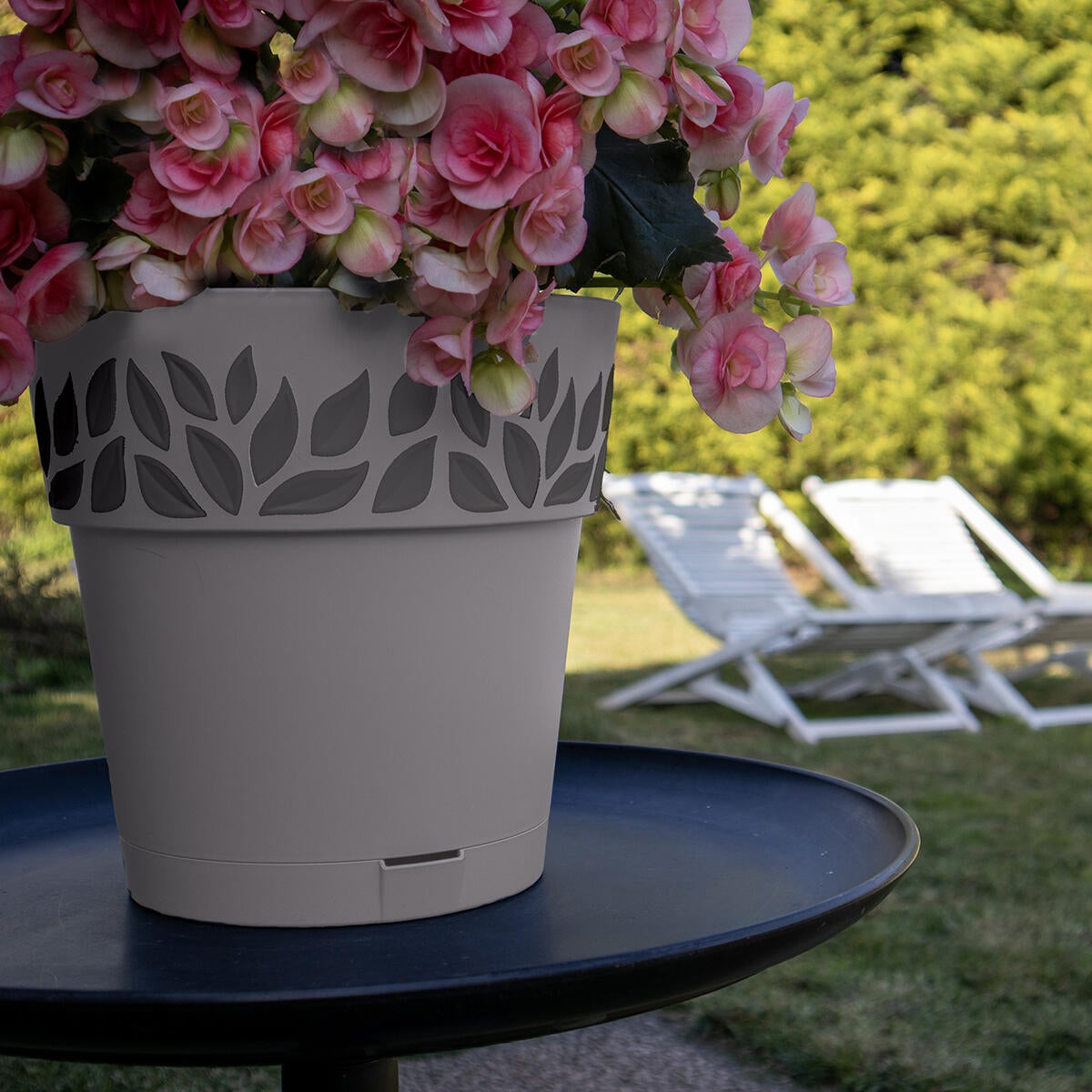 Vaso e piattino Opera Cloe STEFANPLAST in polipropilene grigio H 19 x ø 20 cm - 2