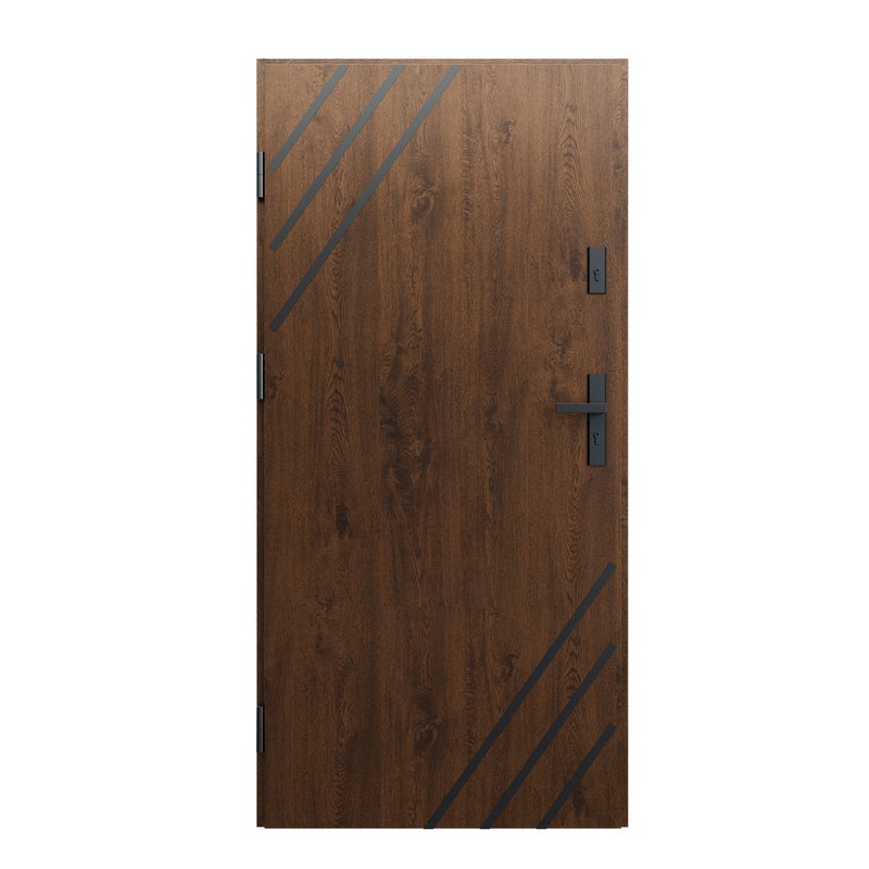 Zdjęcia - Drzwi wejściowe Drzwi zewnętrzne stalowe wejściowe 80 lewe orzechowe Magnus Didors Orzechowy