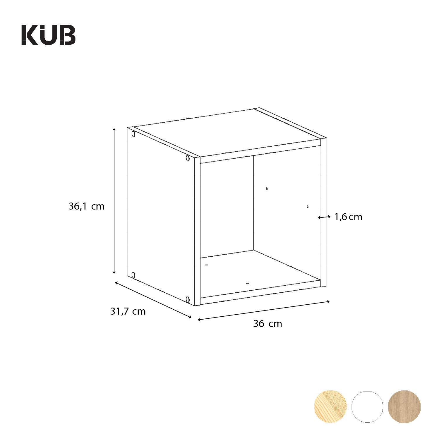 Scaffale a cubo SPACEO Kub 1x1 L 36 x H 36.1 x Sp 31.7 cm bianco - 2