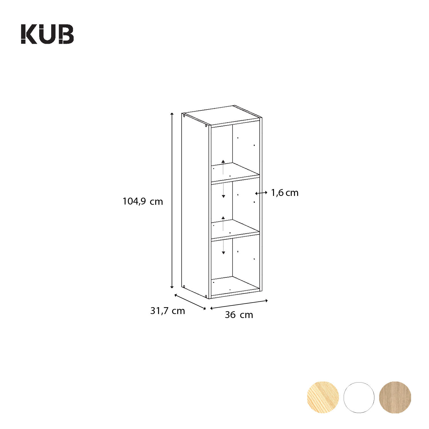 Scaffale a cubo SPACEO Kub 3x1 L 36 x H 104.9 x P 31.7 cm pino - 5