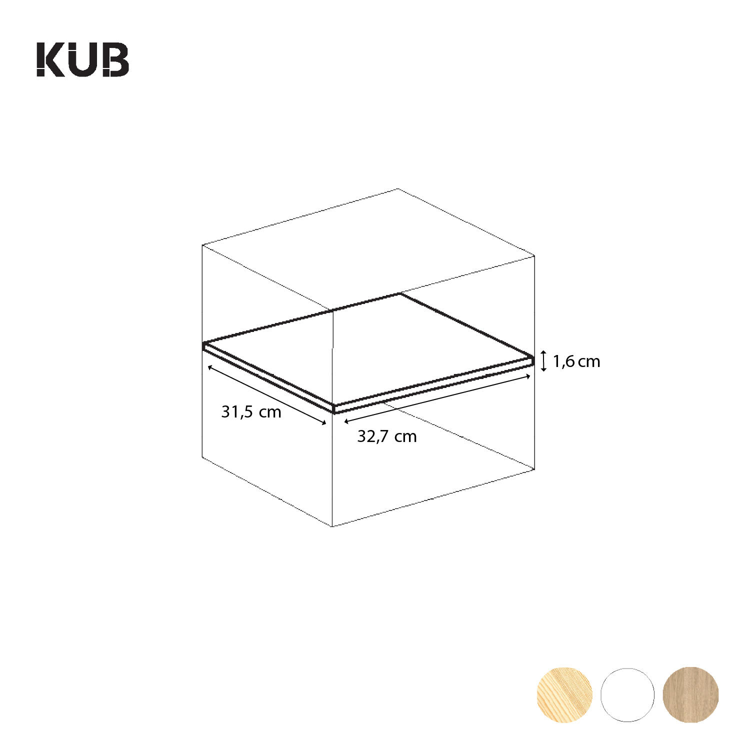 Ripiano rettangolare per interno mobile in legno Kub SPACEO L 32.7 x P 31.5 Sp 16 mm bianco - 3