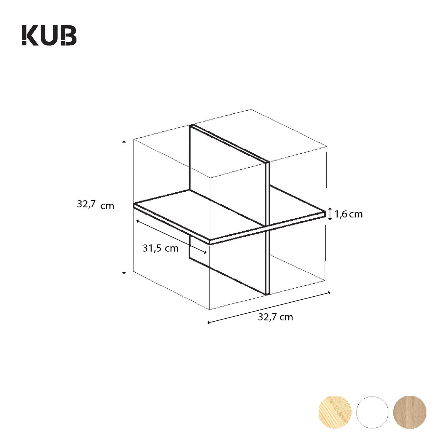 Ripiano a croce per interno mobile in legno Kub SPACEO L 32.7 x P 31.5 Sp 16 mm bianco - 3