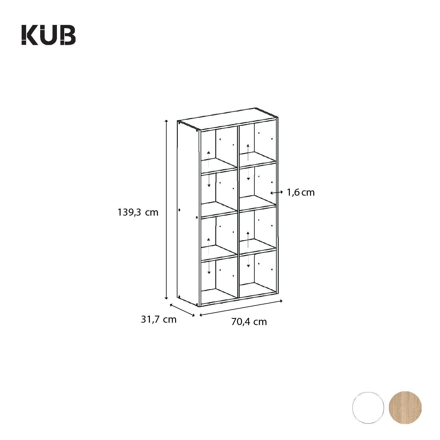 	
Scaffale a cubo SPACEO Kub 4x2 L 70.4 x H 139.3 x P 31.7 cm rovere - 4