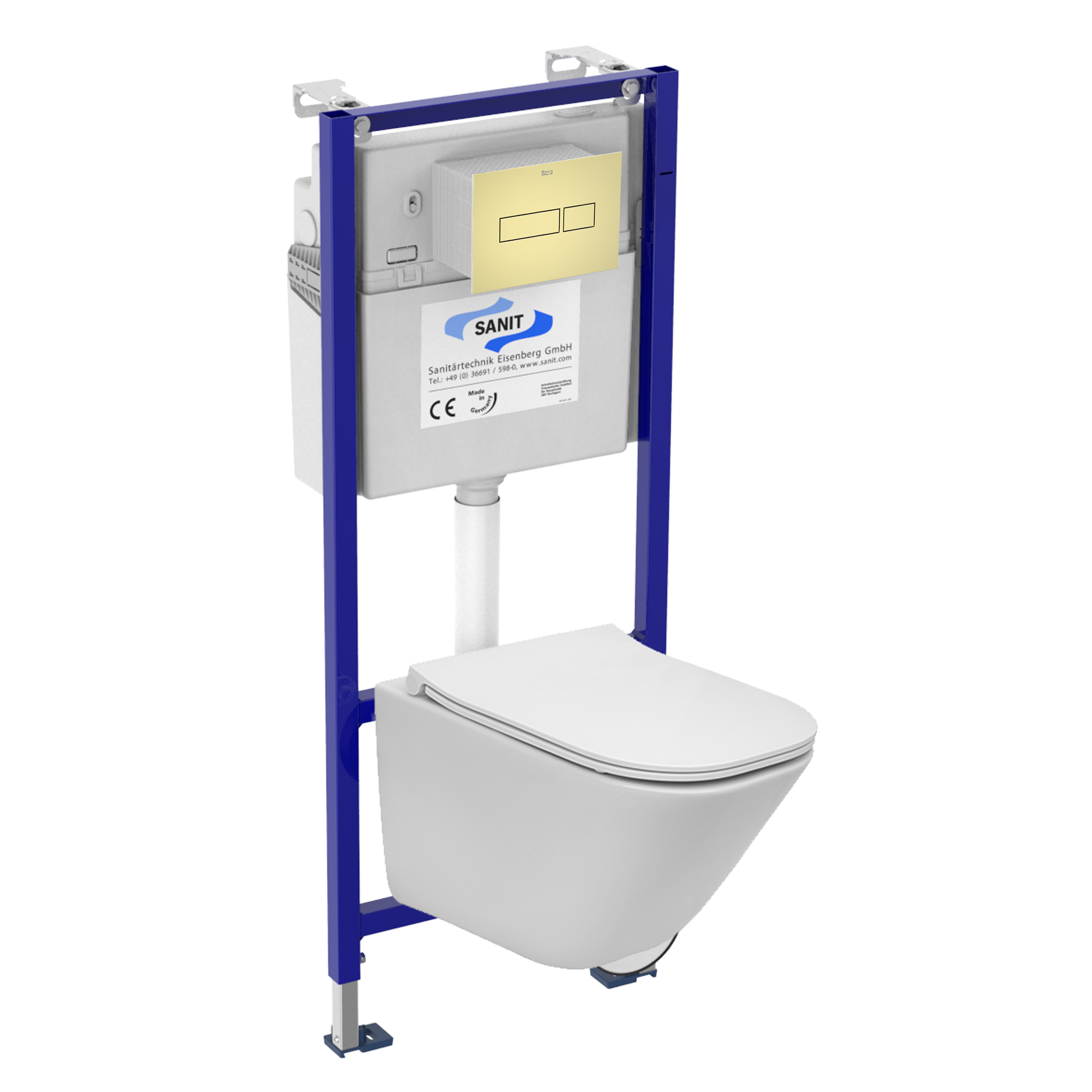 Zestaw podtynkowy Cassandra stelaż miska WC przycisk złoty Roca