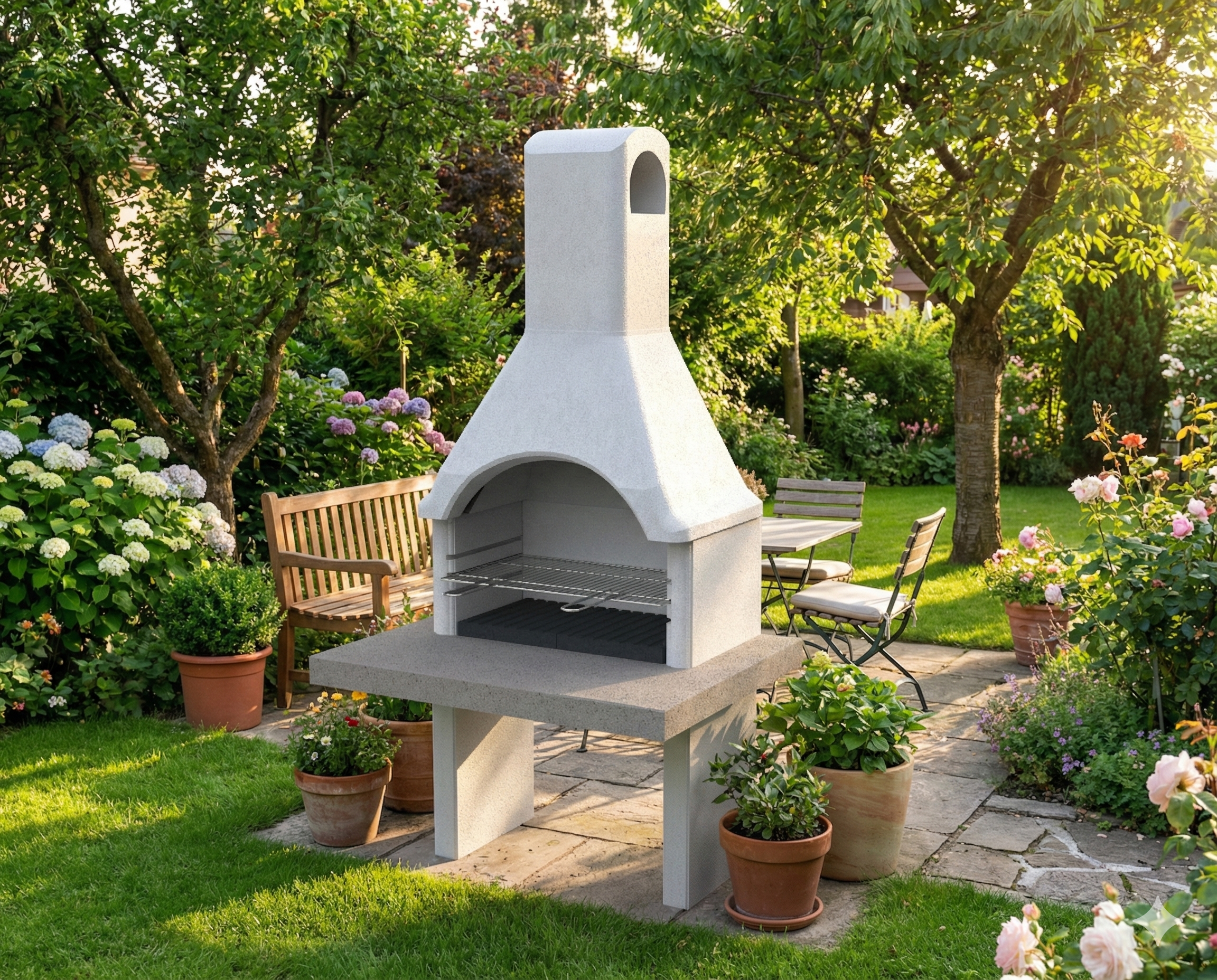 Barbecue fisso a legna e carbonella Piave SAROM FUOCO L 103 x H 198 x P 80 cm - 3