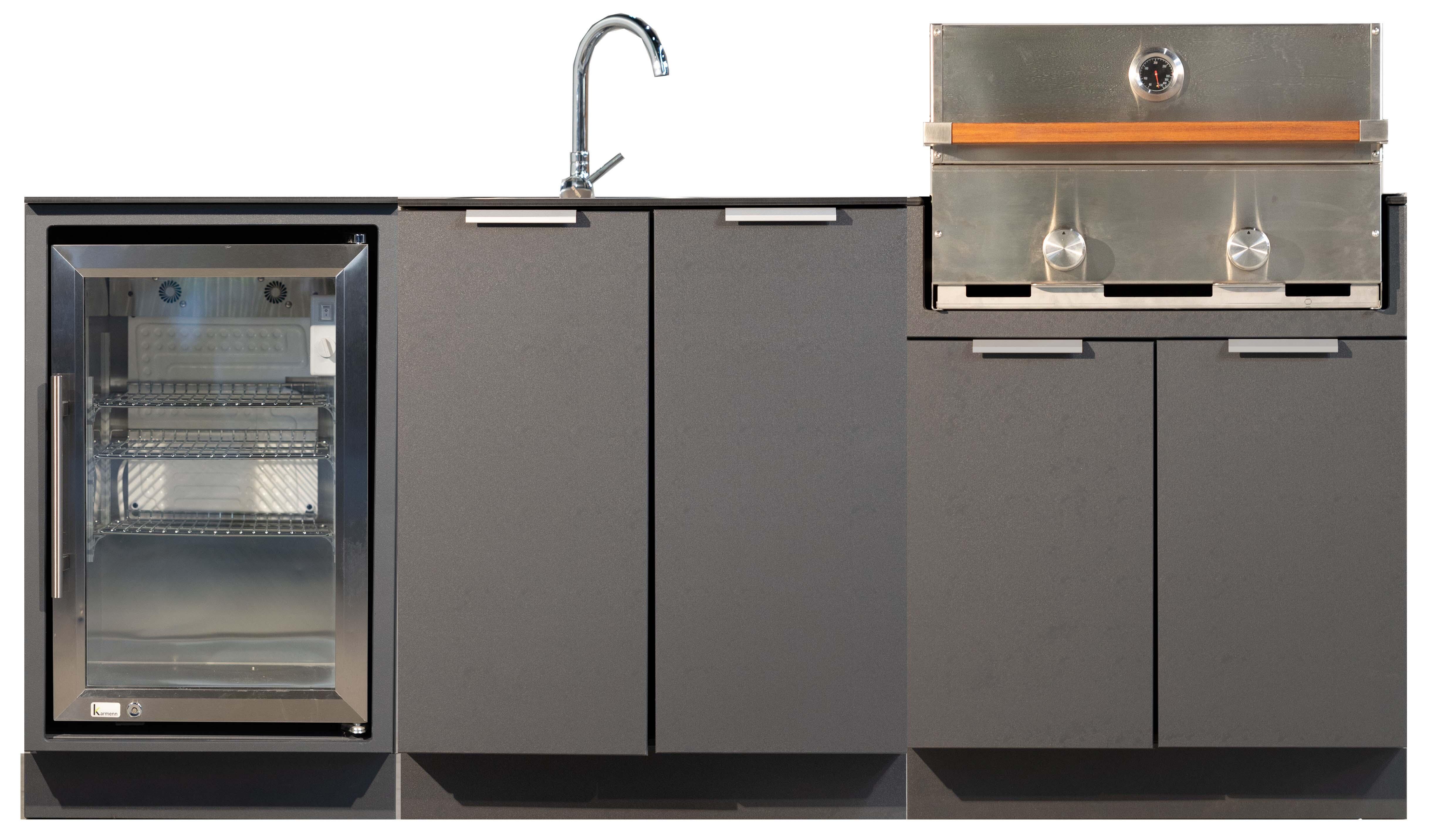 Cocina de exterior 218x90 cm barbacoa Ultragrill, módulo fregadero y módulo frigorífico - 4