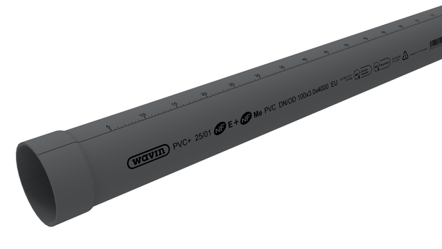 Tube évacuation PVC + NF+NFmE Diam.100 mm en tube Long. 2m