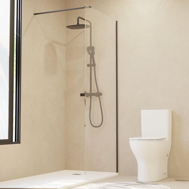 MAMPARA DE DUCHA FRONTAL FIJA INCA PRO 90CM NEGRO