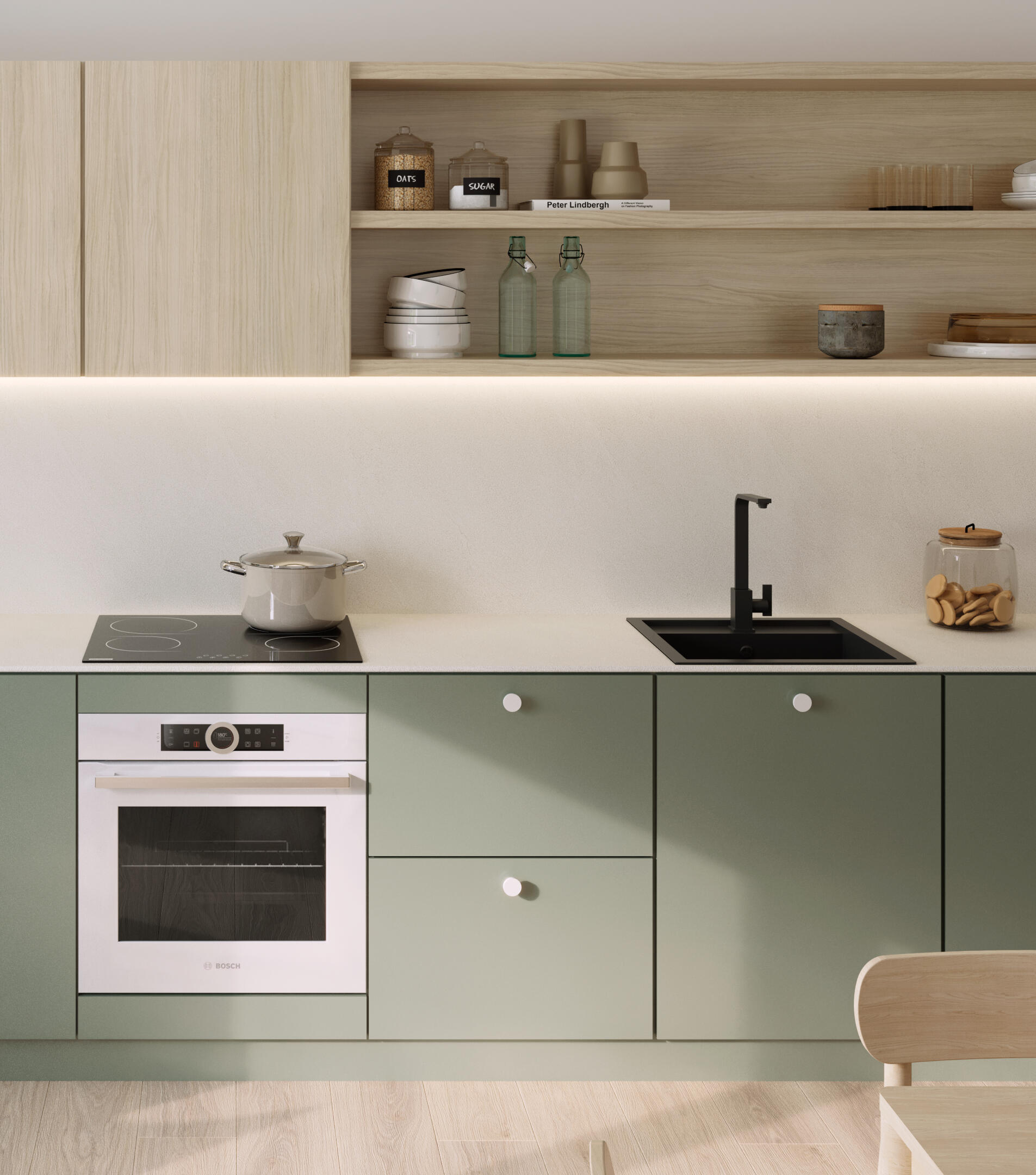 Encimera de cocina laminada compacta Hudson creta marfil 244x63 cm espesor 13mm - 5