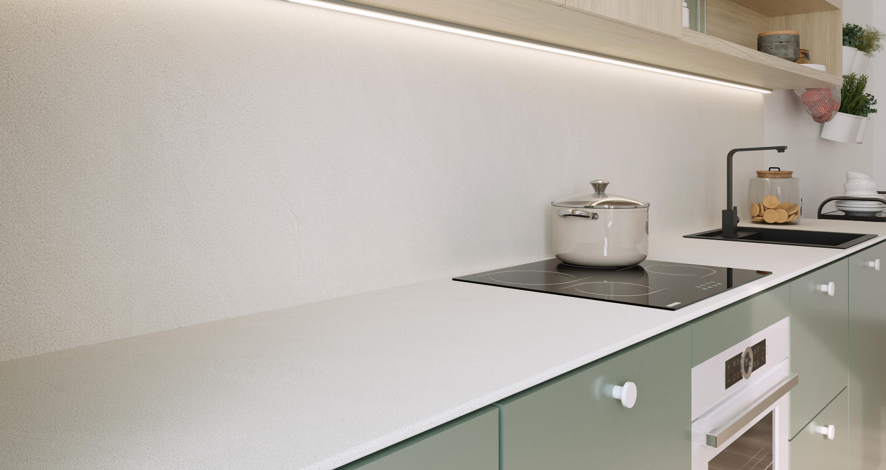 Encimera de cocina laminada compacta Hudson creta marfil 244x63 cm espesor 13mm - 2