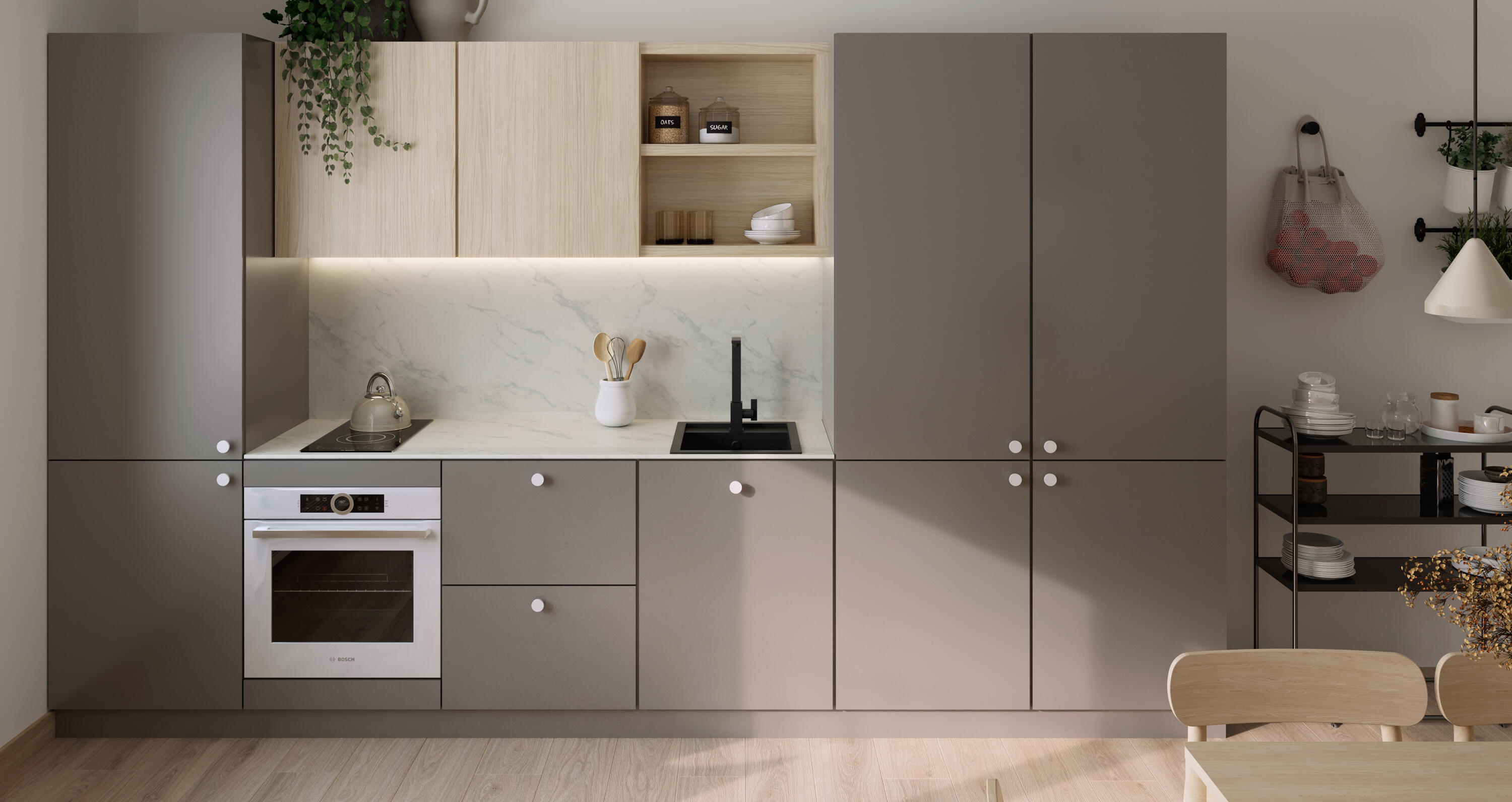 Encimera de cocina laminada compacta Amazona marmol blanco 244x63 cm espesor 13mm - 5