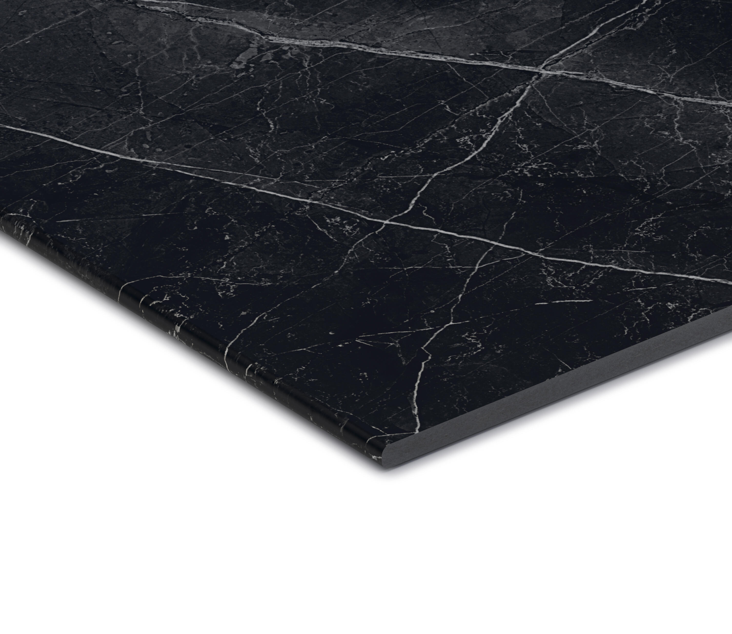 Finsa  Encimera De Cocina Laminada Compacta Milos Marmol Hades Mate 244X63 Cm Espesor 13Mm Negro/Gris/Oscuro , Leroy Merlin