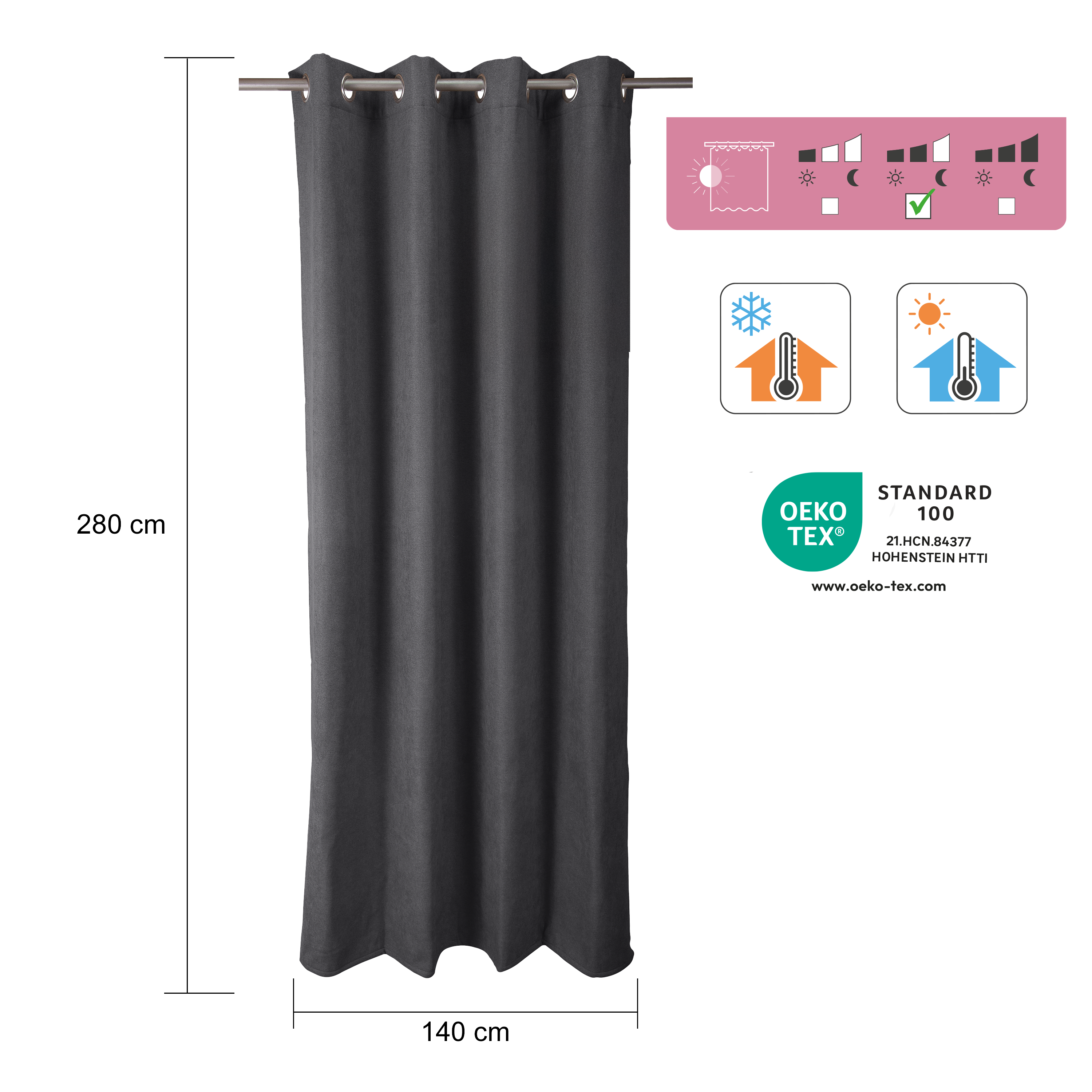 Cortinado ilhós térmico Ragnar 140x280cm cinza Inspire - 7
