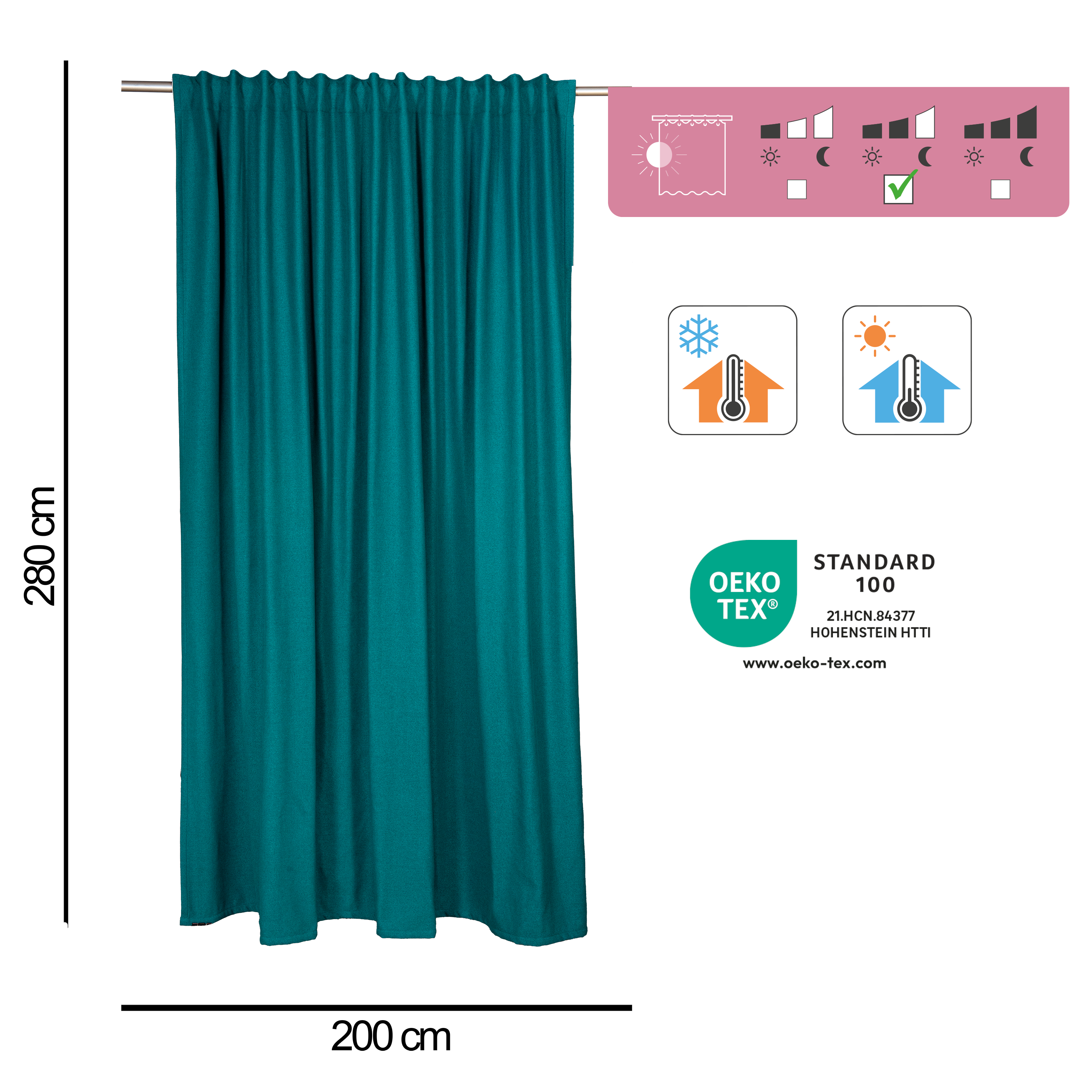 Cortinado fita e/ou presilha térmico Ragnar 200x280cm verde Inspire - 7