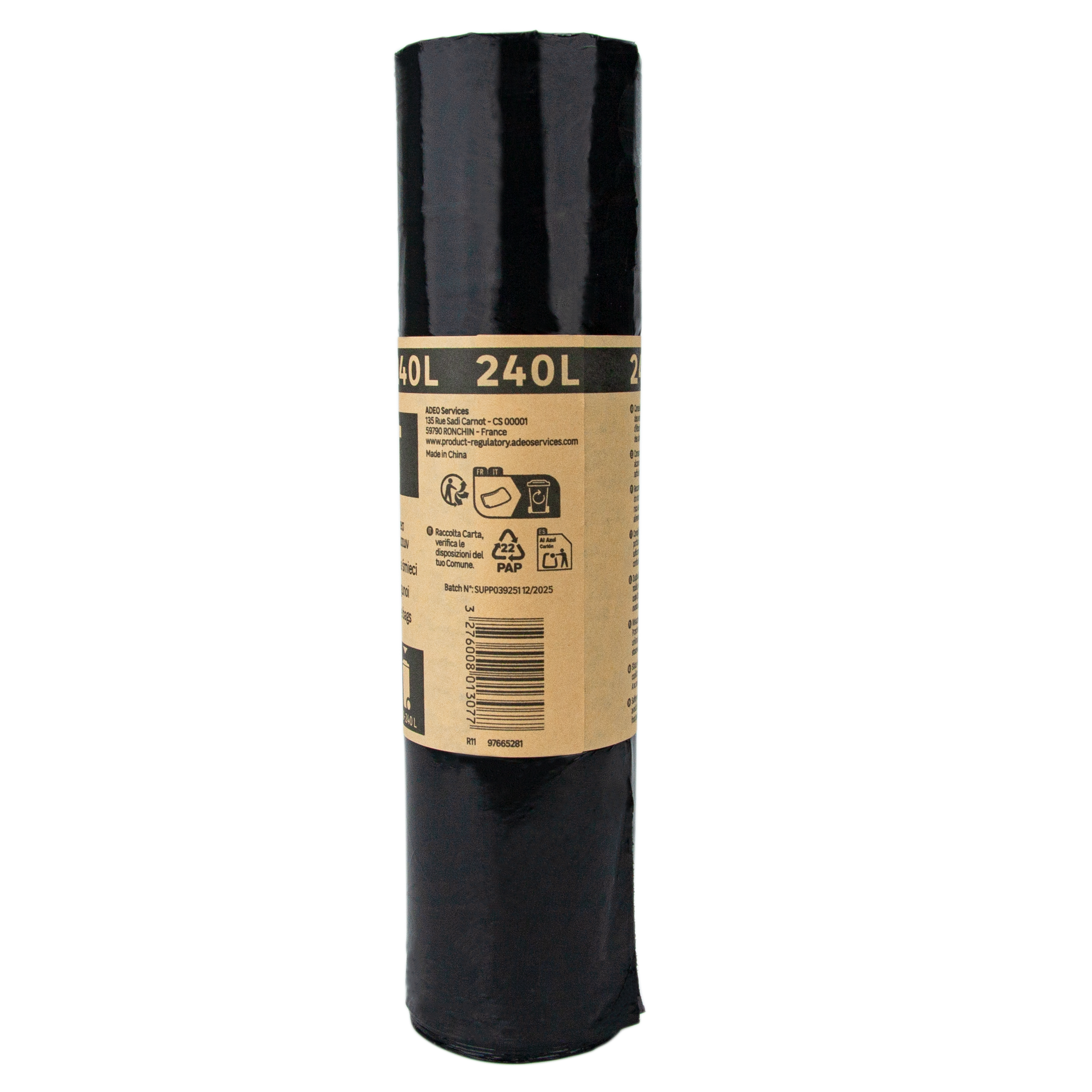 Saci menajeri LDPE 240L x 10 bucati, Impact, negru 10buc