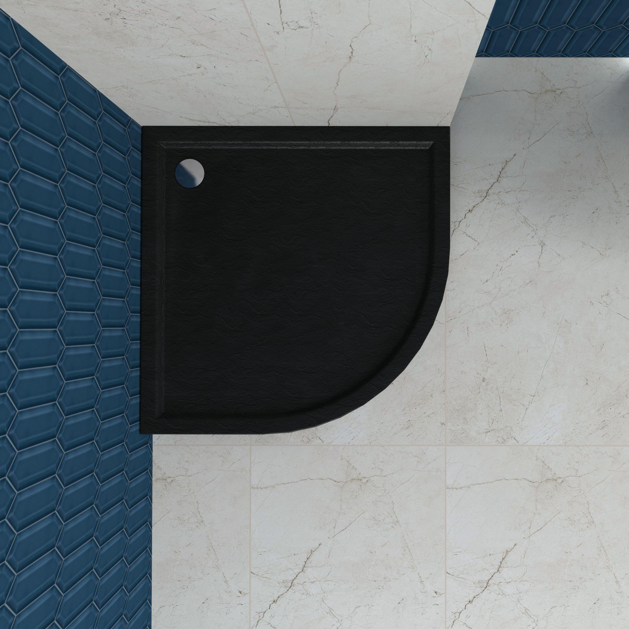Brodzik Zintegrowany Półokrągły Sensea Frigo 80 x 80 x 12 cm Czarny Kamień - 4