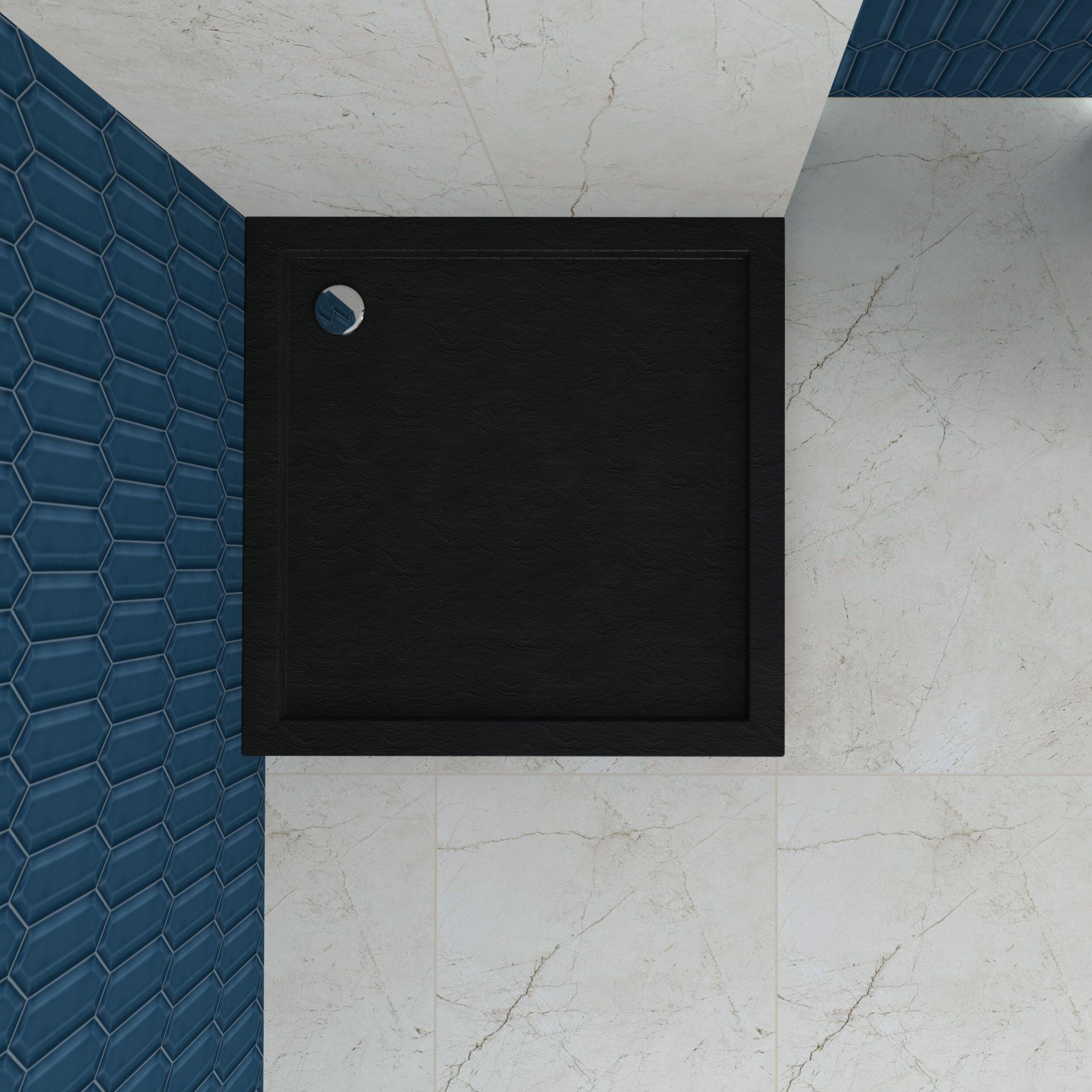 Brodzik Zintegrowany Kwadratowy Sensea Frigo 90 x 90 x 12 cm Czarny Kamień - 4