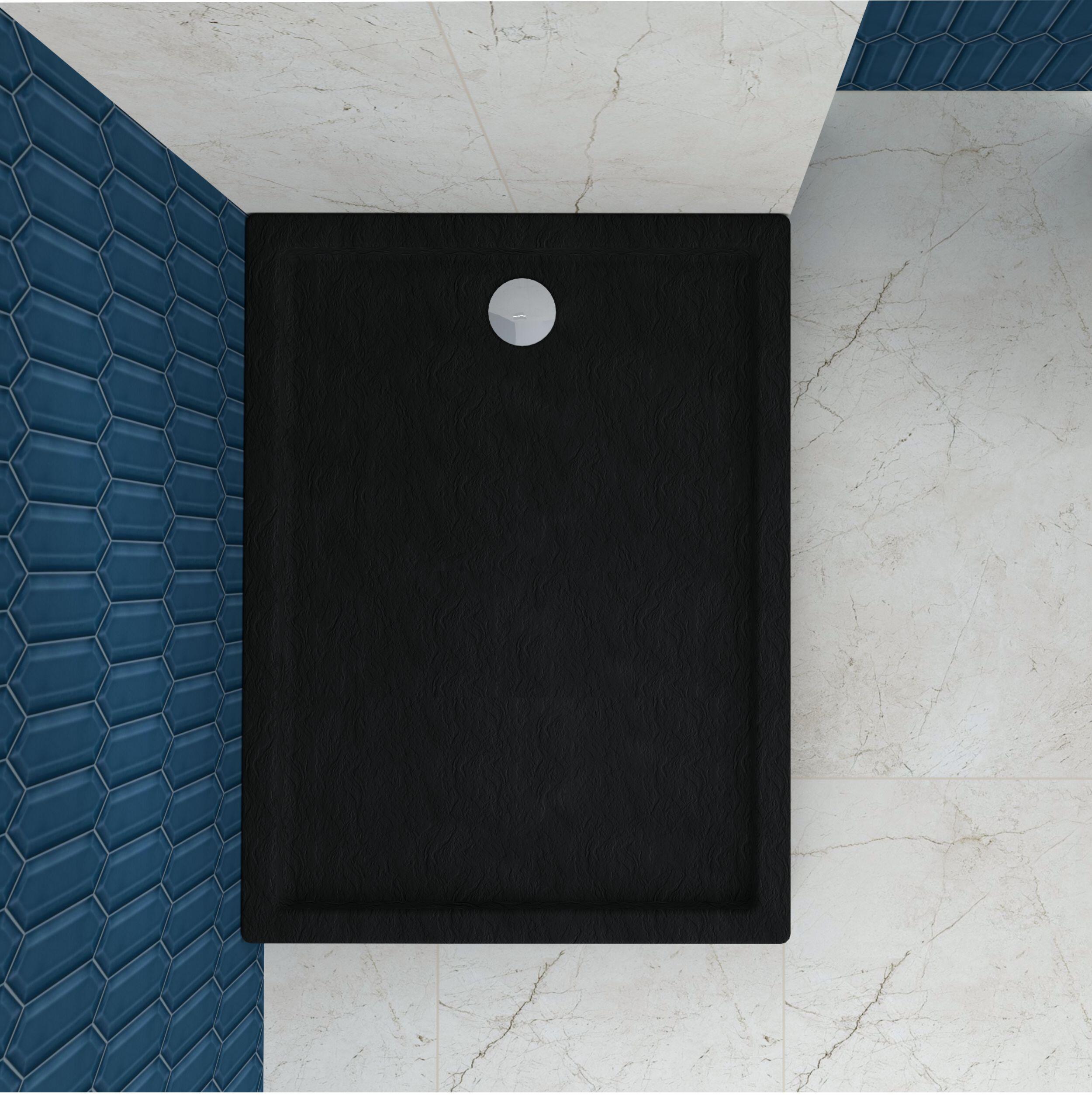 Brodzik Zintegrowany Prostokątny Sensea Frigo 80 x 100 x 12 cm Czarny Kamień - 3