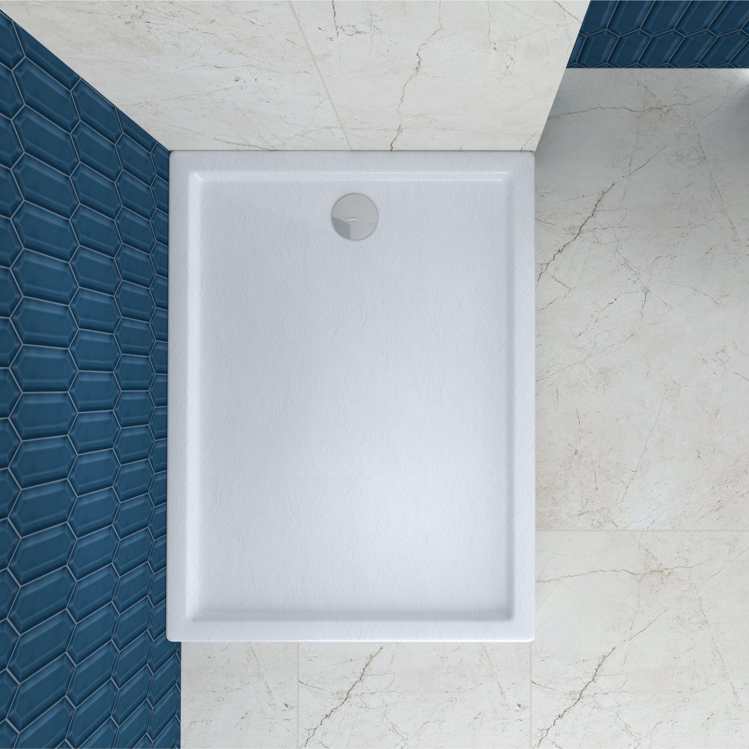 Brodzik Zintegrowany Prostokątny Sensea Frigo 90 x 100 x 12 cm Biały Kamień - 3