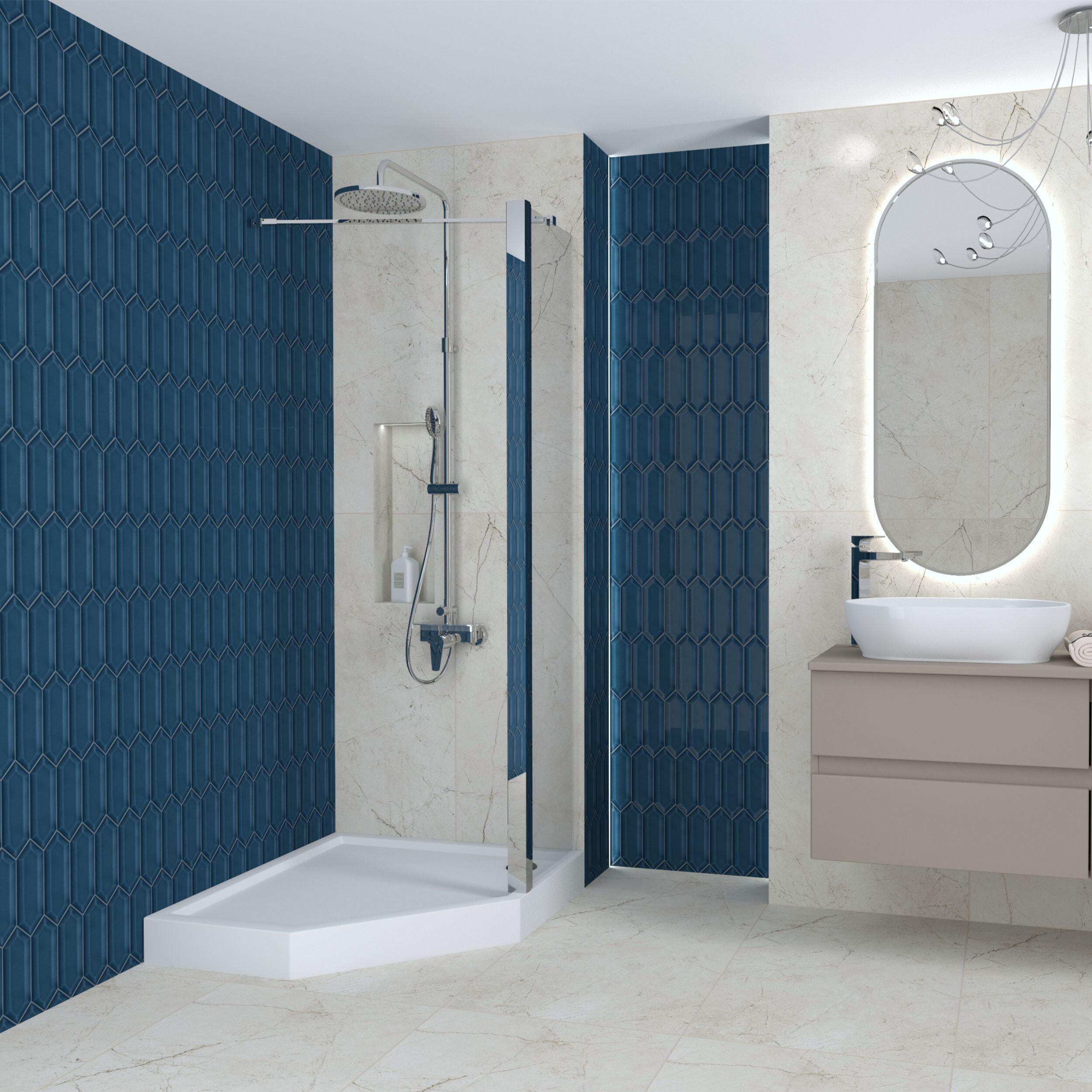 Brodzik Zintegrowany Pięciokątny Sensea Frigo 80 x 80 x 12 cm Biały Gładki - 4