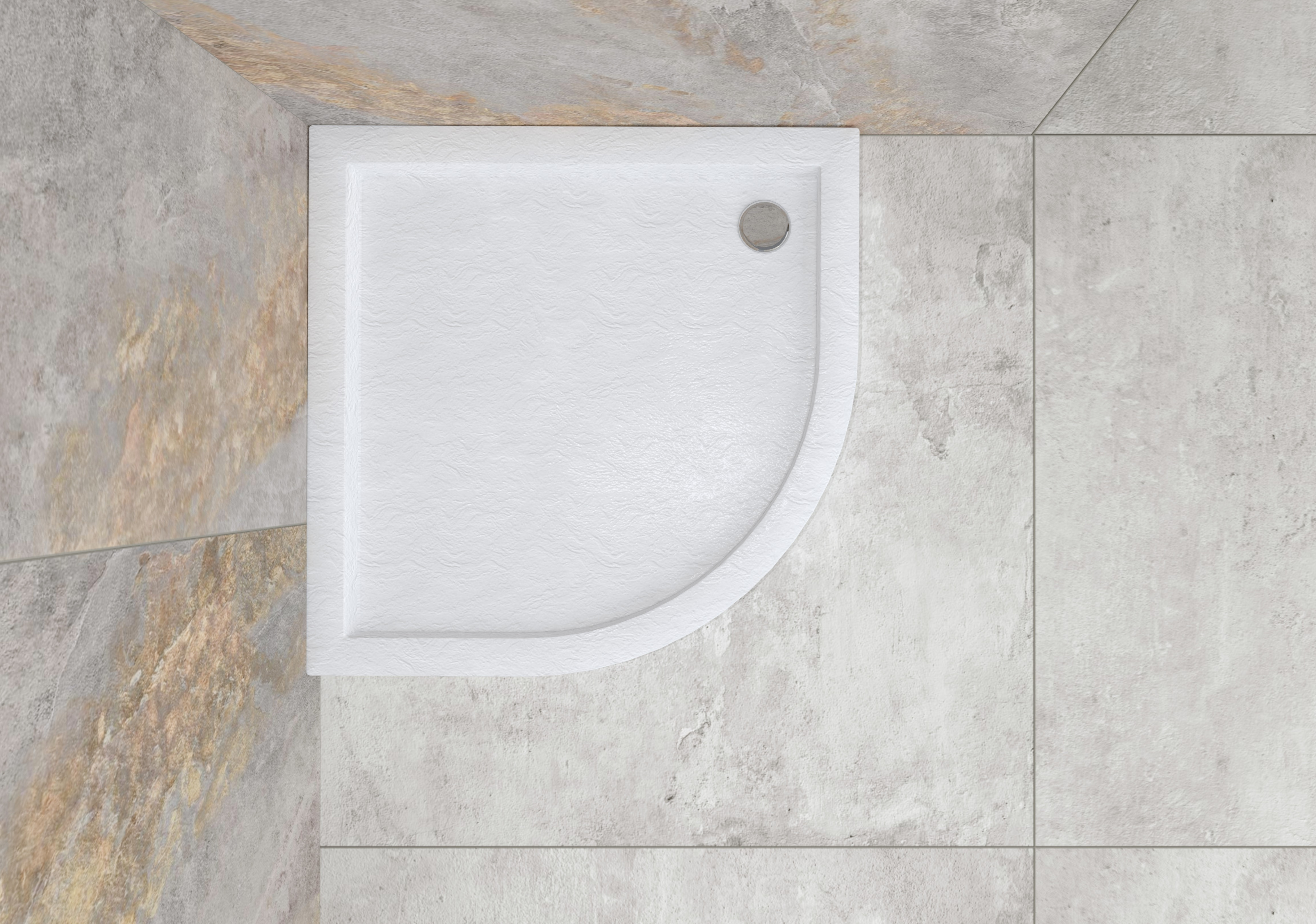 Brodzik półokrąły Sensea Ipsilon 90 × 90 x 5 cm biały kamień - 3
