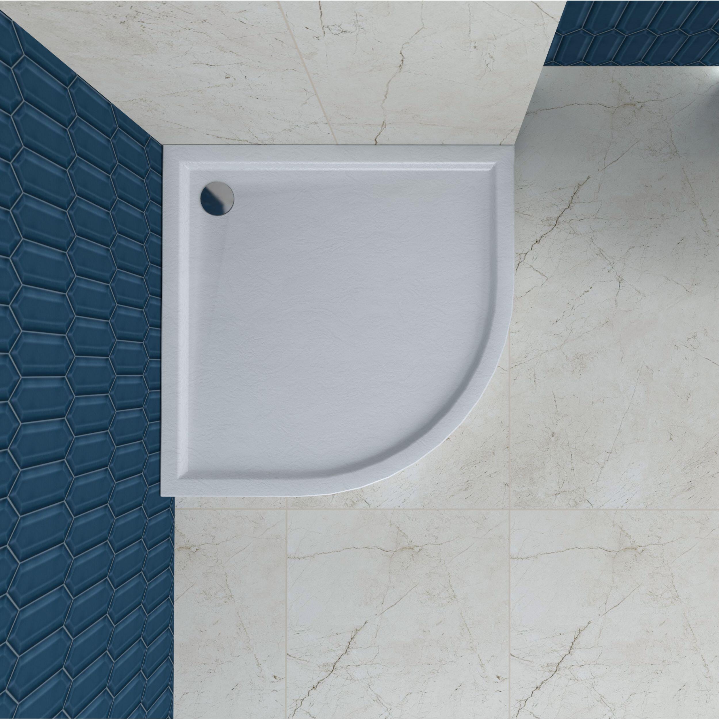 Brodzik do kabiny prysznicowej 1/4 koła Frigo 90x90x12 cm biały strukturalny Sensea