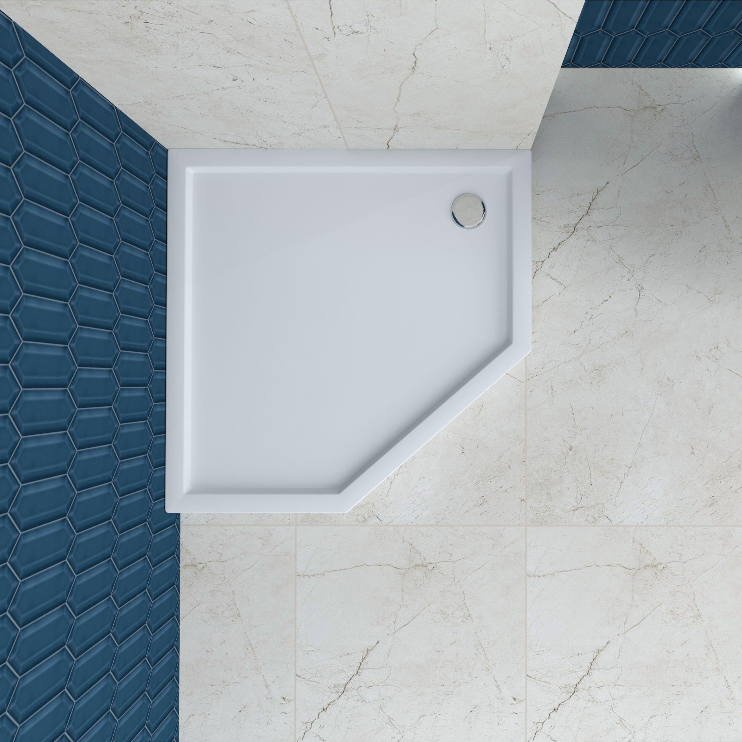 Brodzik Zintegrowany Pięciokątny Sensea Frigo 80 x 80 x 12 cm Biały Gładki - 3