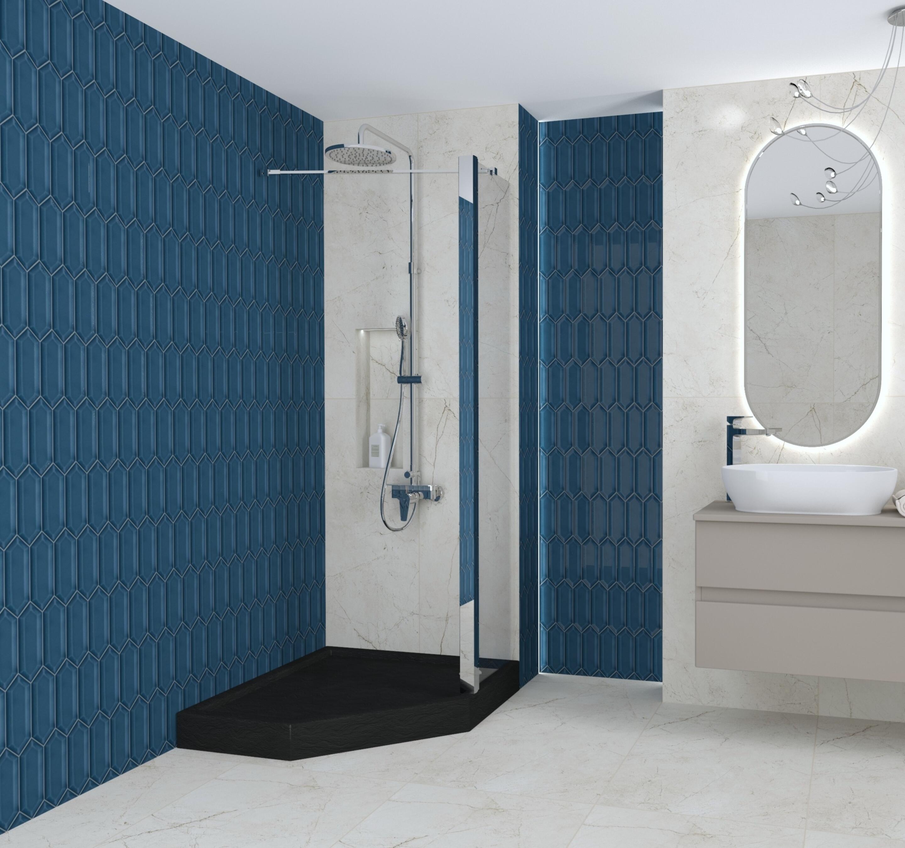 Brodzik do kabiny prysznicowej 5 kątny Frigo 90x90x12 cm czarny Sensea - 4