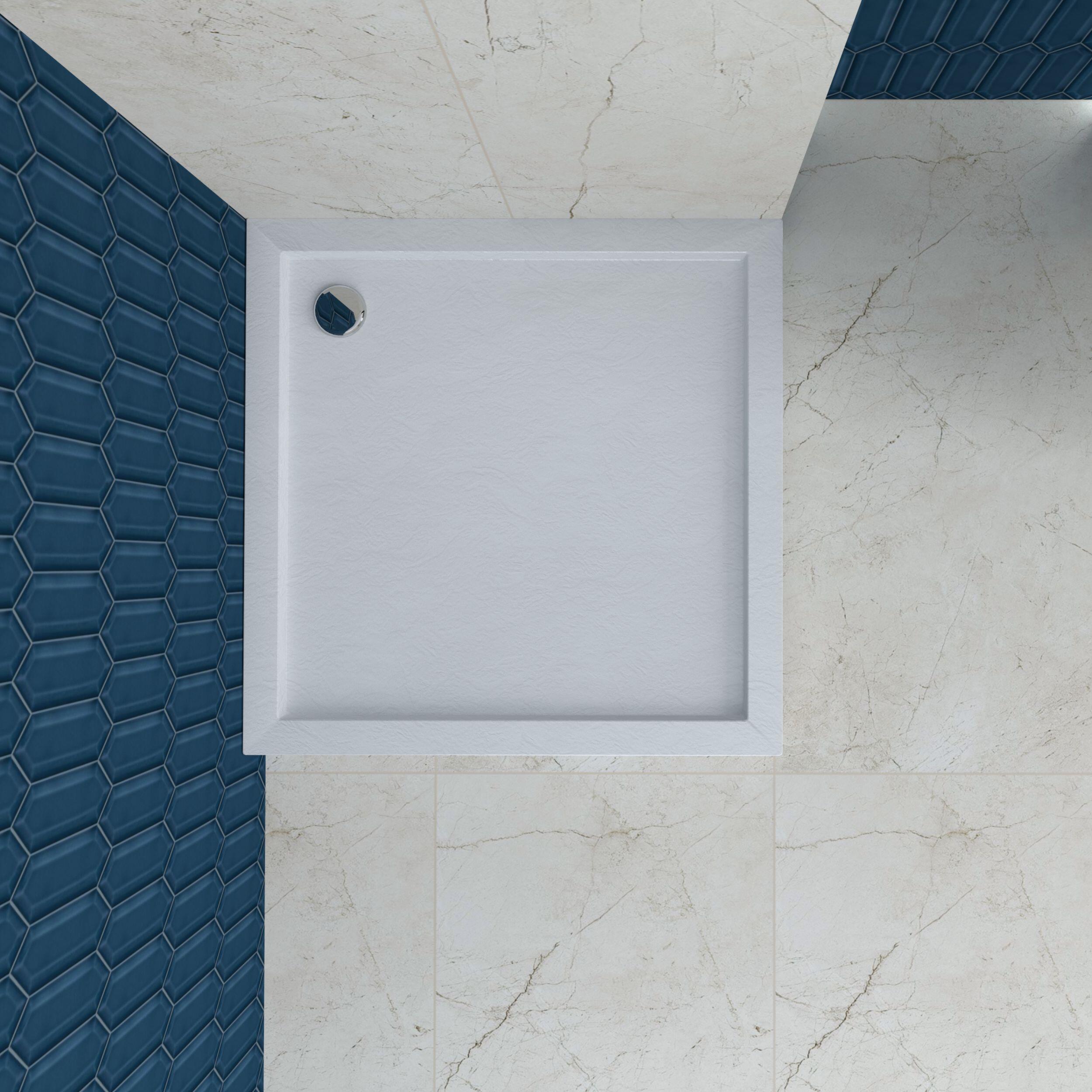 Brodzik Zintegrowany Kwadratowy Sensea Frigo 90 x 90 x 12 cm Biały Kamień - 3
