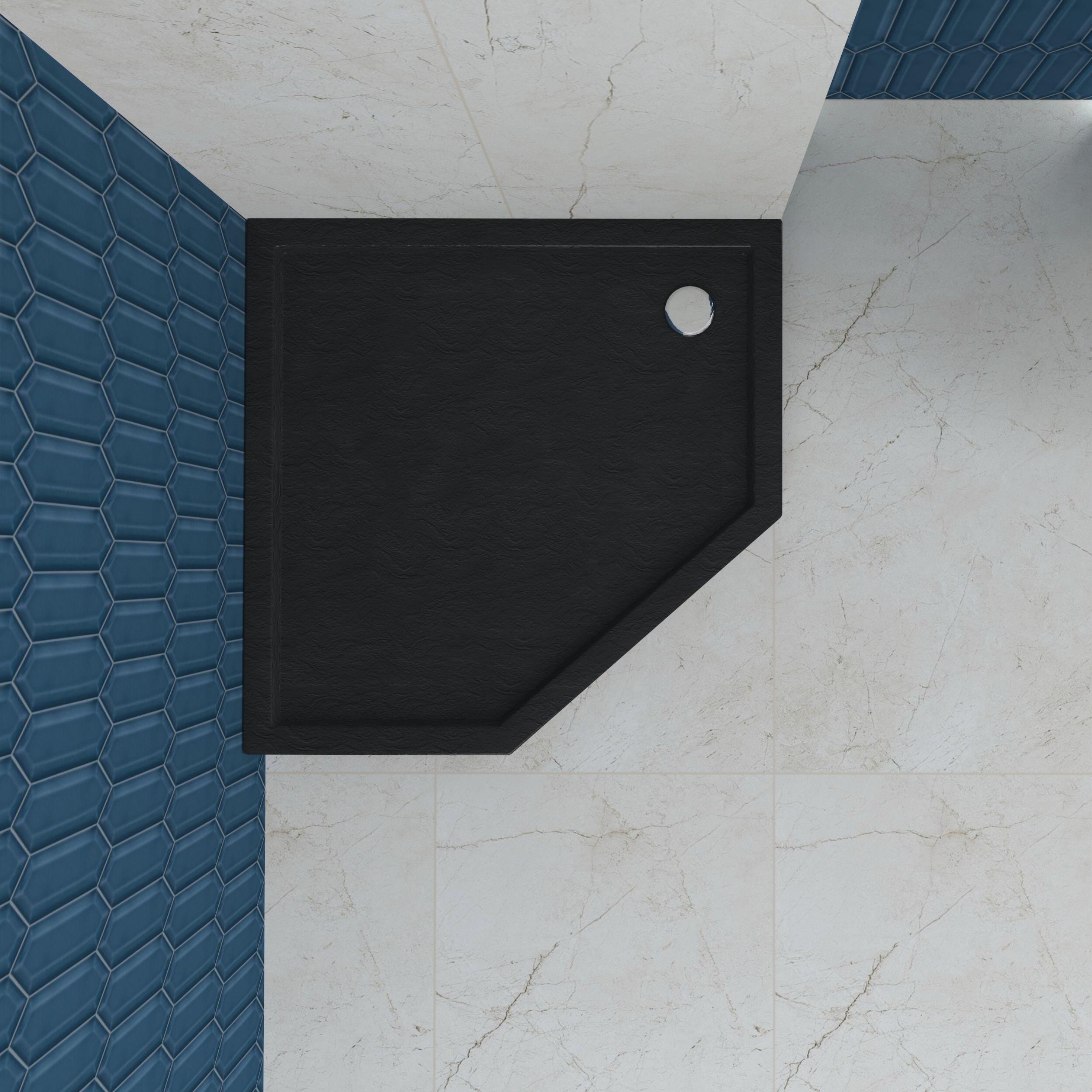 Brodzik do kabiny prysznicowej 5 kątny Frigo 90x90x12 cm czarny Sensea - 3