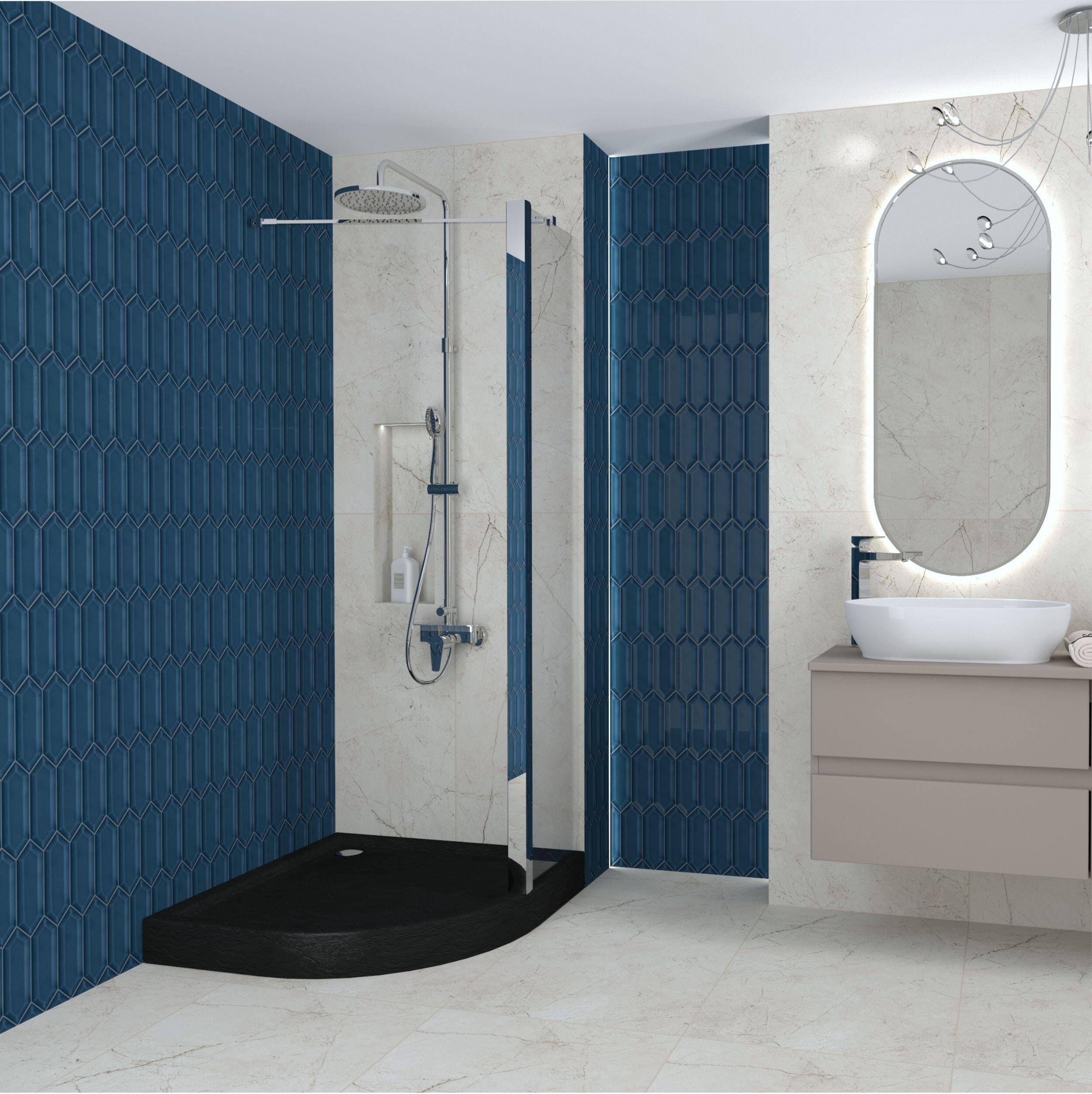Brodzik Zintegrowany Półokrągły Sensea Frigo 80 x 80 x 12 cm Czarny Kamień - 3