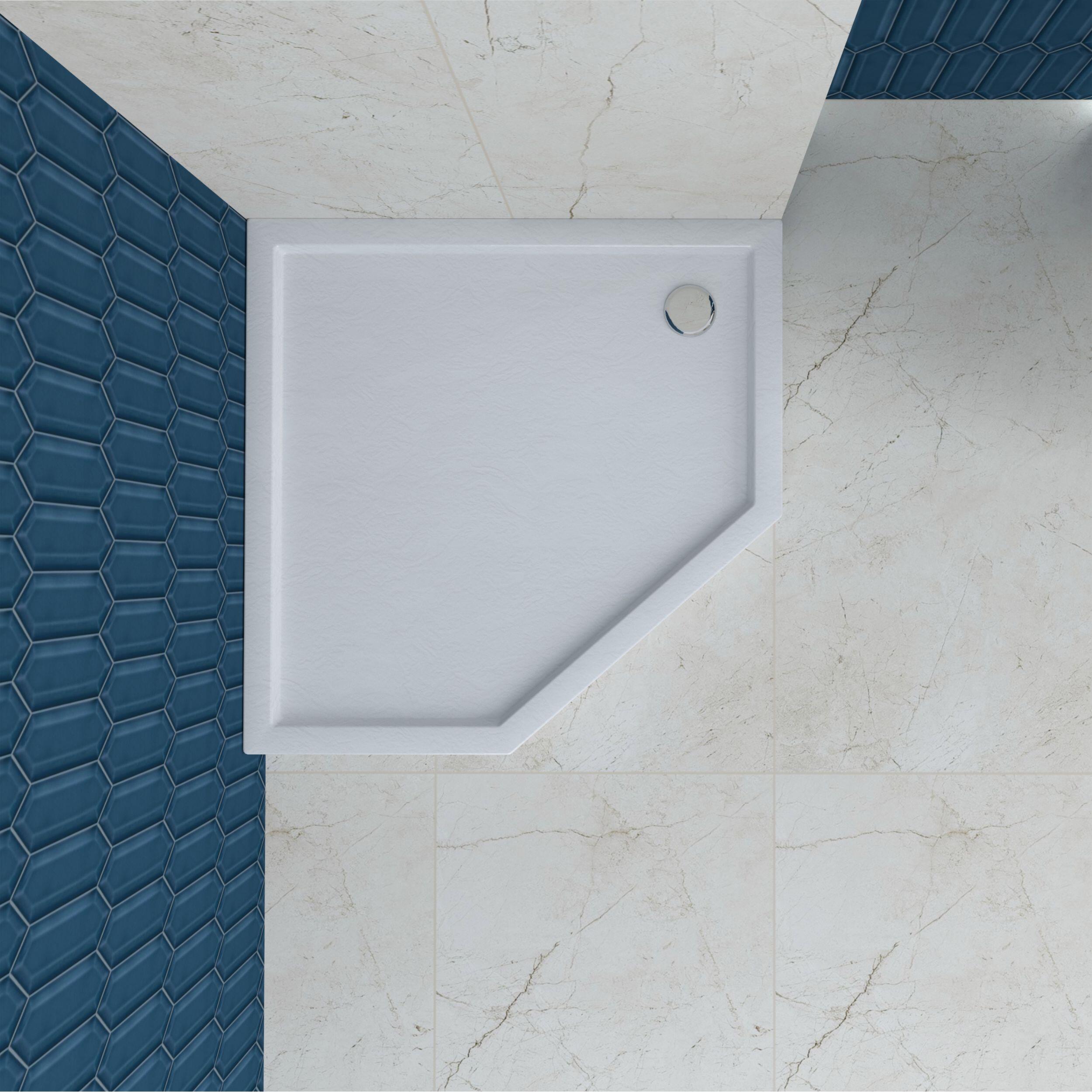 Brodzik Zintegrowany Pięciokątny Sensea Frigo 80 x 80 x 12 cm Biały Kamień - 3