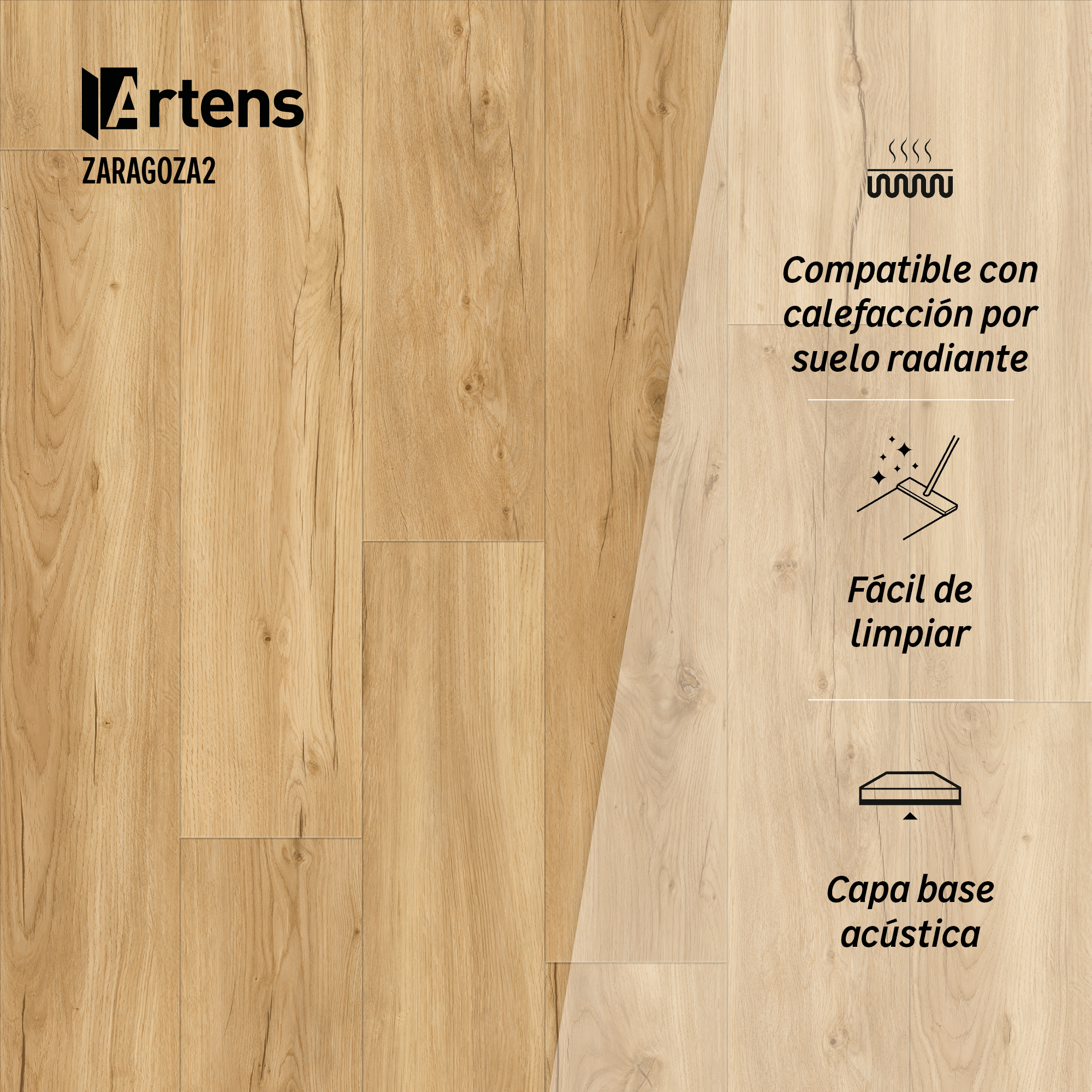 Suelo vinílico SPC clic Zaragoza Extrem efecto madera natural NAT340 ARTENS - 8