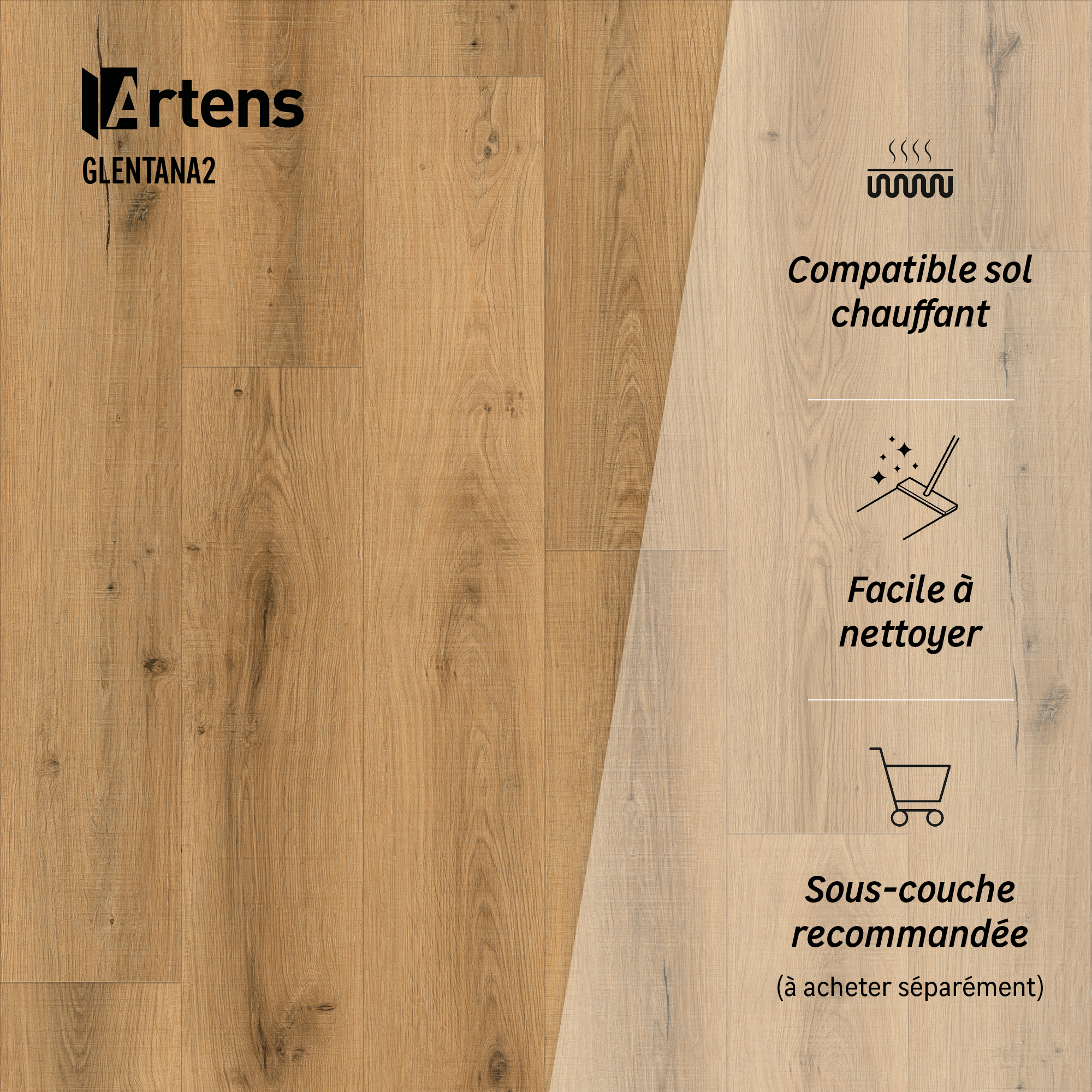 Lame PVC clipsable intenso ARTENS Glentana 2 bois naturel - 6