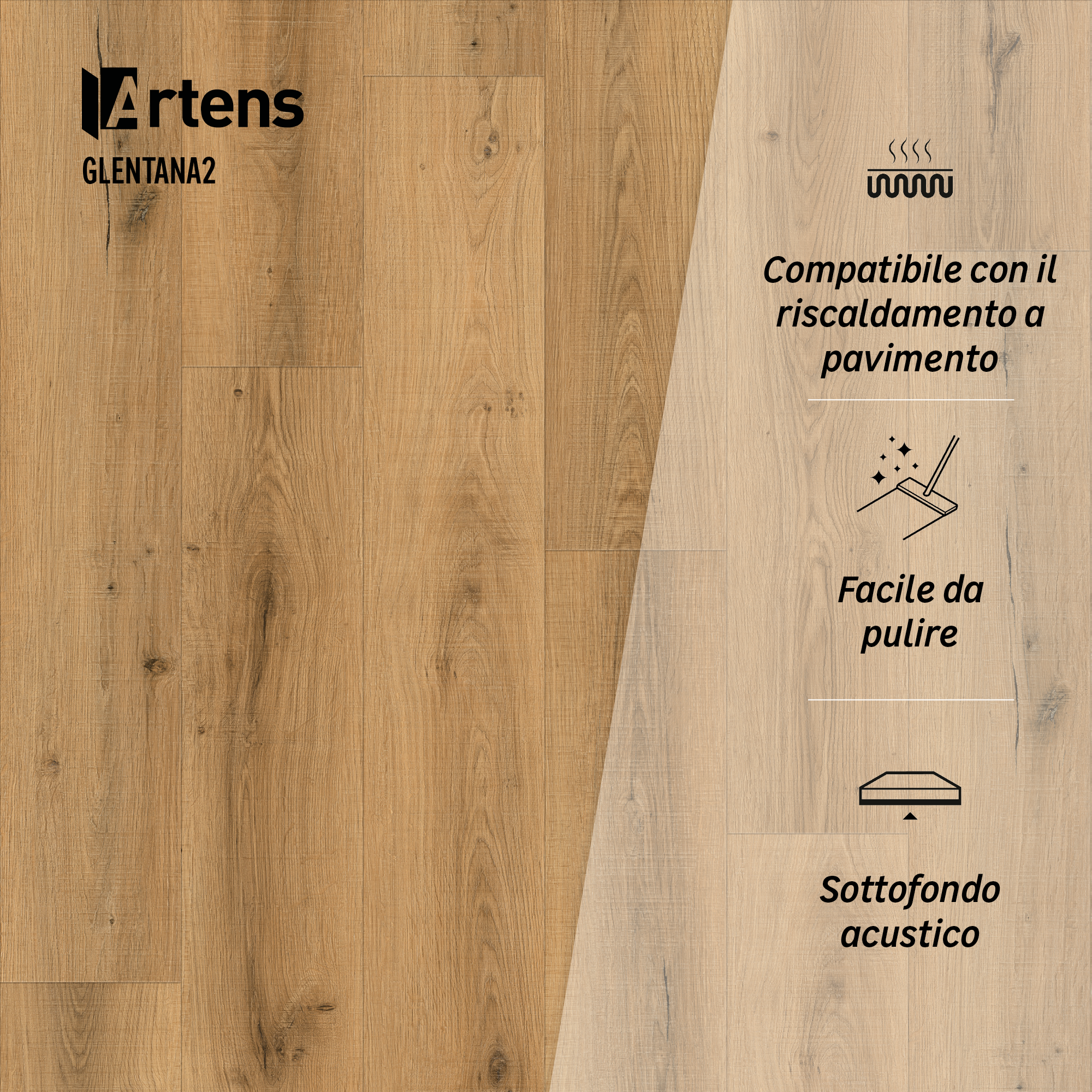SPC effetto legno marrone Sp 5.5 mm con sottopavimento integrato ARTENS Glentana2 1.54 m² - 12