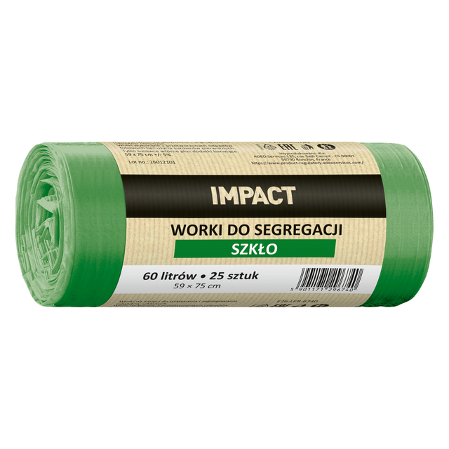 Worki na śmieci do segregacji szkła 60 l 25 szt. zielone Impact