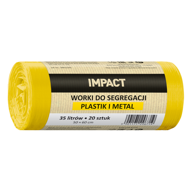 Worki na śmieci do segregacji plastiku i metalu 35 l 20 szt. żółte Impact