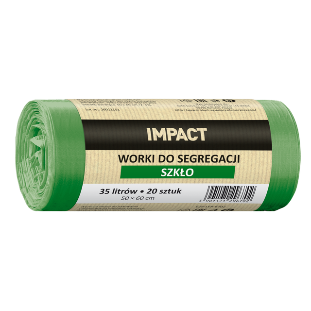Worki na śmieci do segregacji szkła 35 l 20 szt. zielone Impact