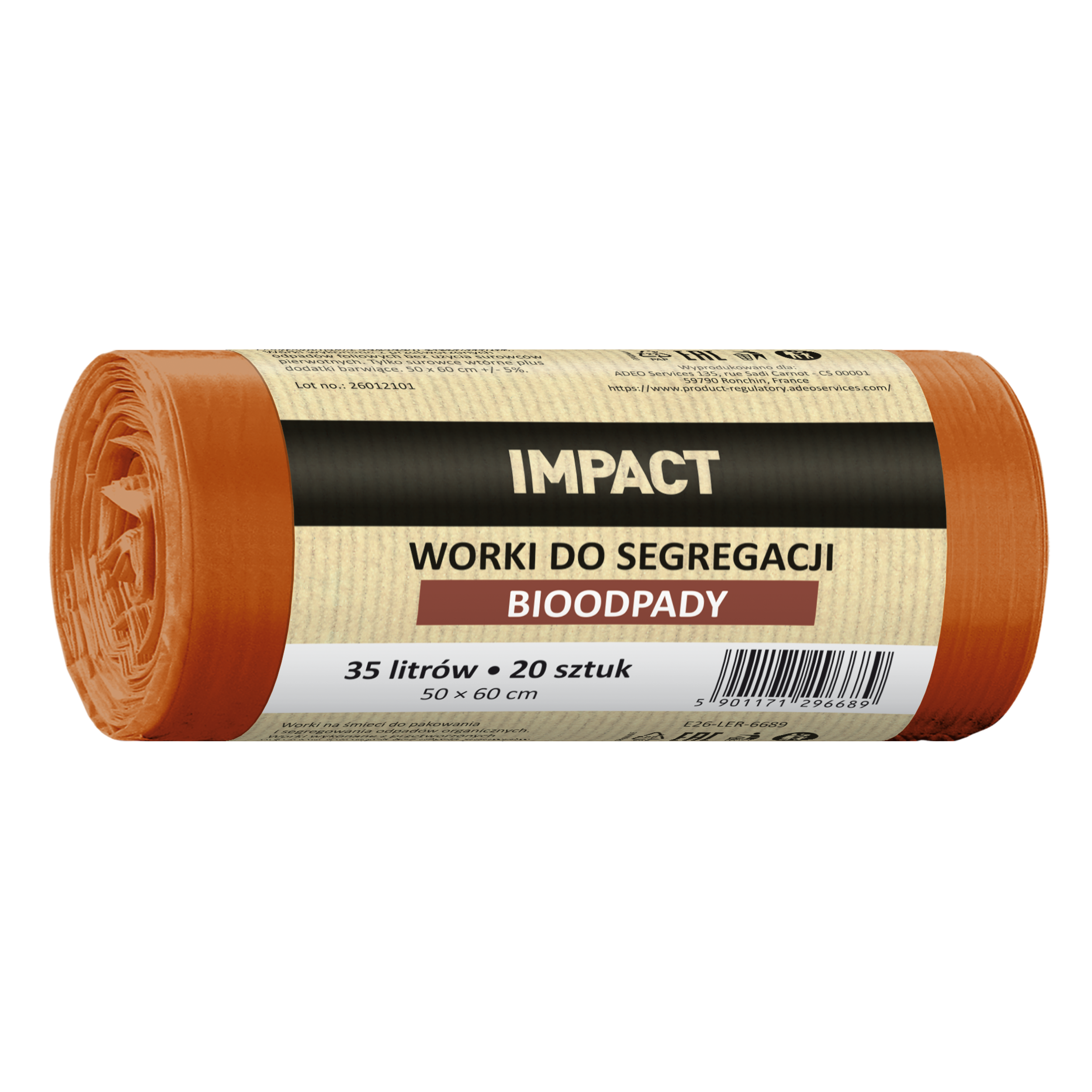 Worki na śmieci do segregacji bioodpadów 35 l 20 szt. brązowe Impact