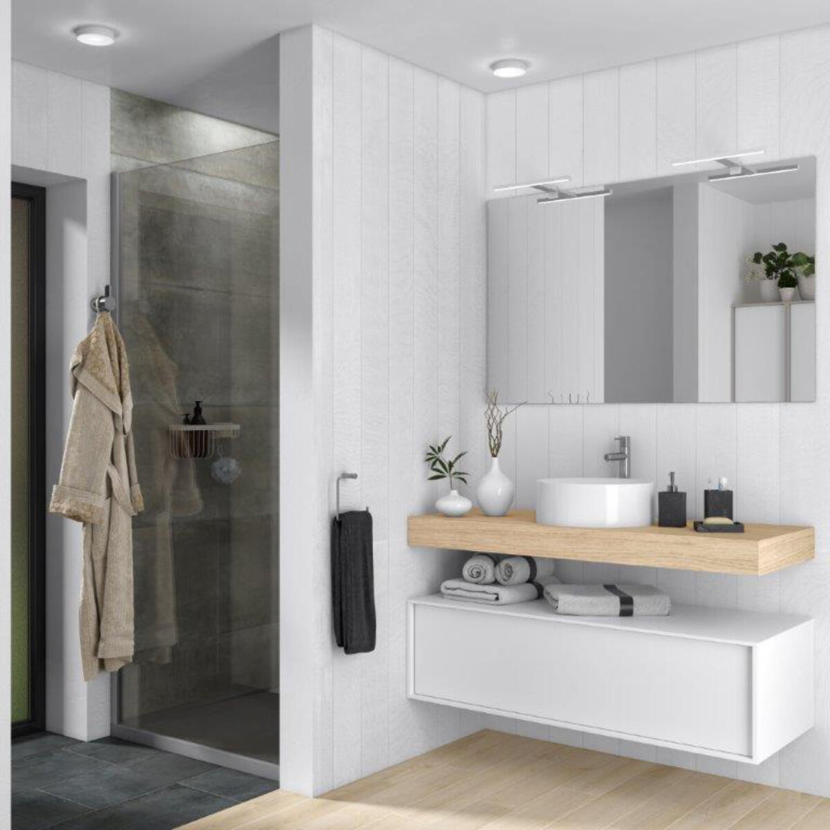 Top per lavabo Neo SENSEA L 106 x H 10 x P 48.5 cm rovere truciolare - 3