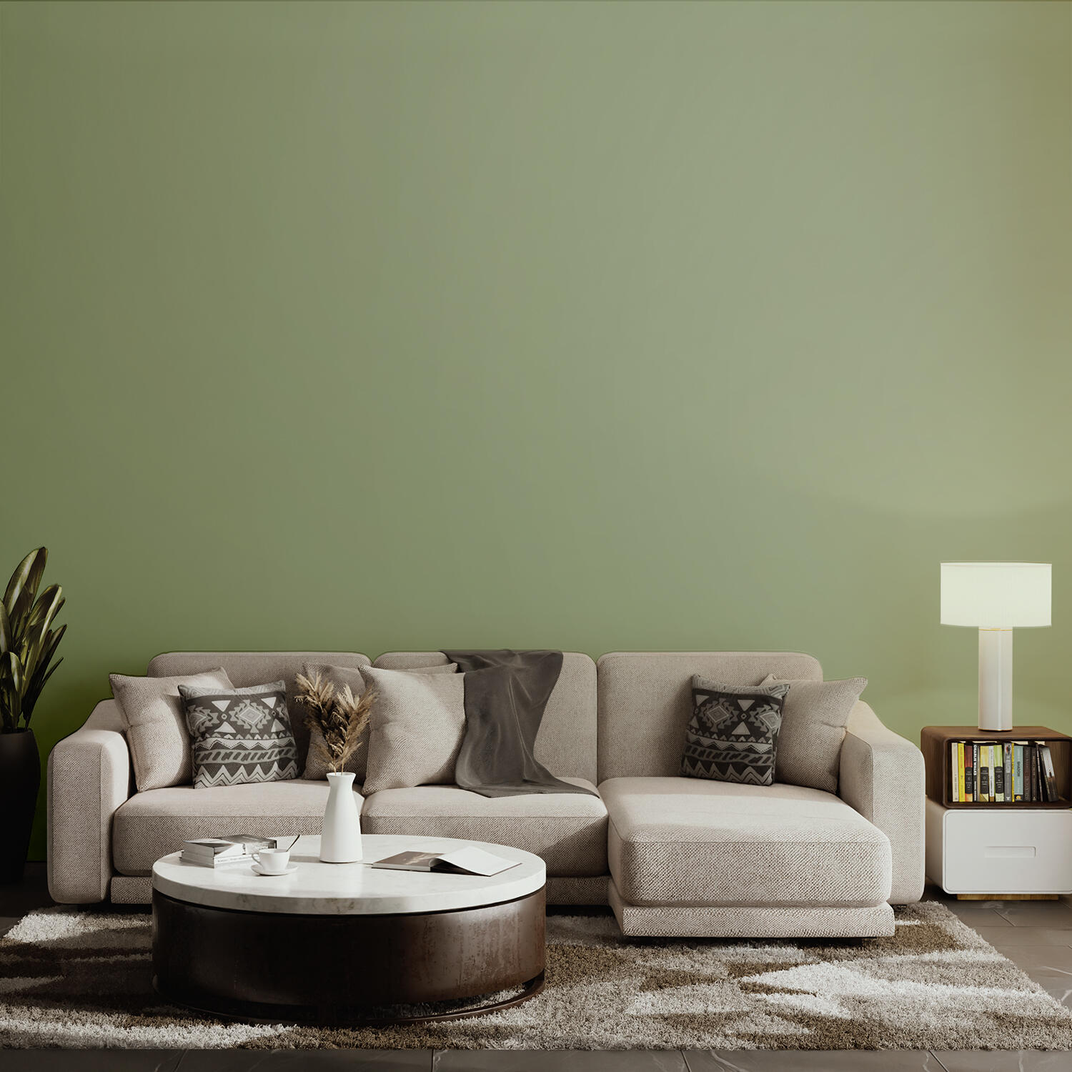 Pittura per interni per parete e soffitto super lavabile, MAXMEYER HOME COLOR igienizzante verde oliva opaco profondo, 2.5 L - 3