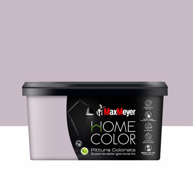 Pittura per interni per parete e soffitto super lavabile, MAXMEYER HOME COLOR SUPERLAVABILE IGIENIZZANTE viola glicine opaco profondo, 2.5 L