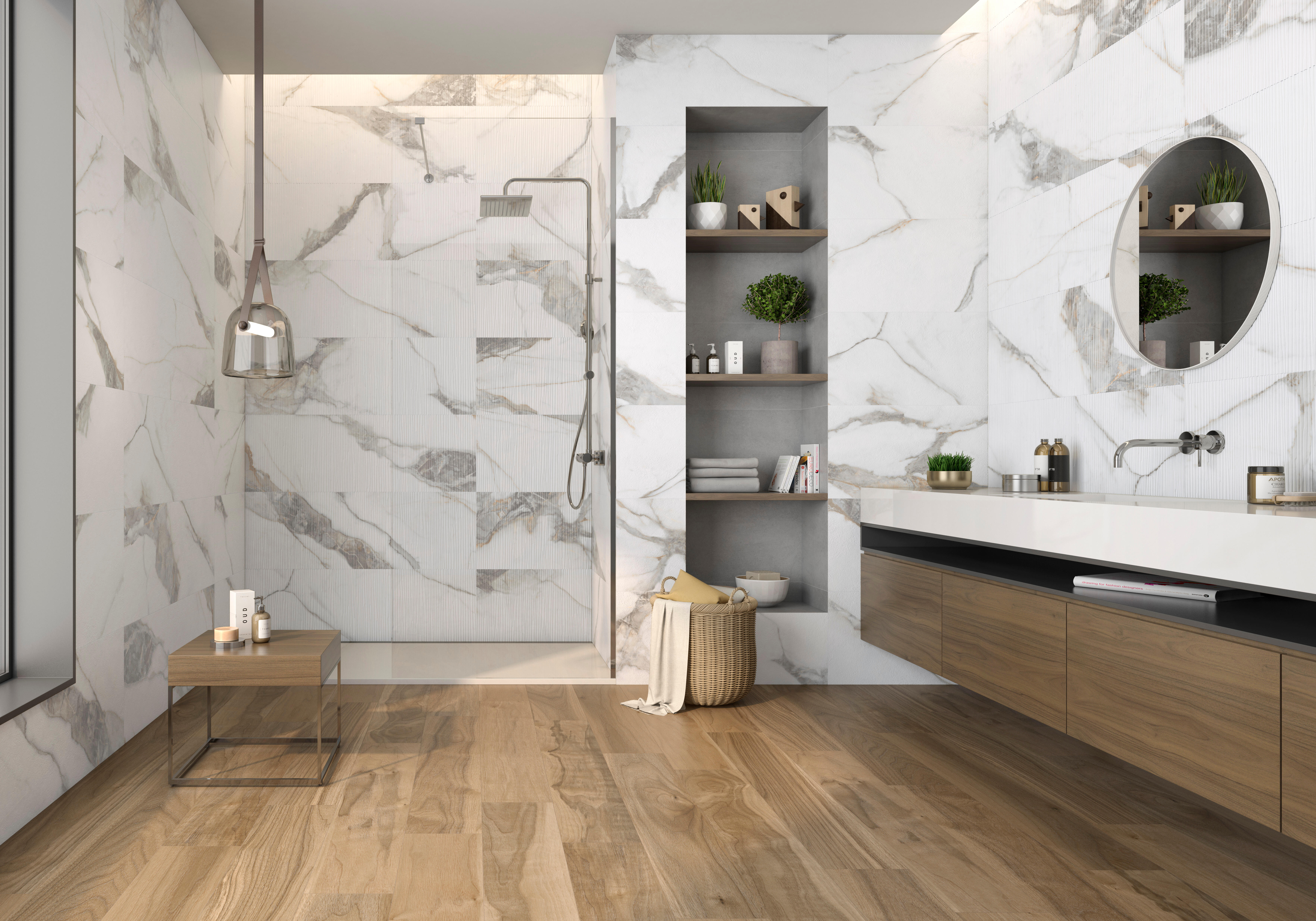 Azulejo cerámico Pietra di marmi efecto mármol blanco 40x120 cm | Leroy ...