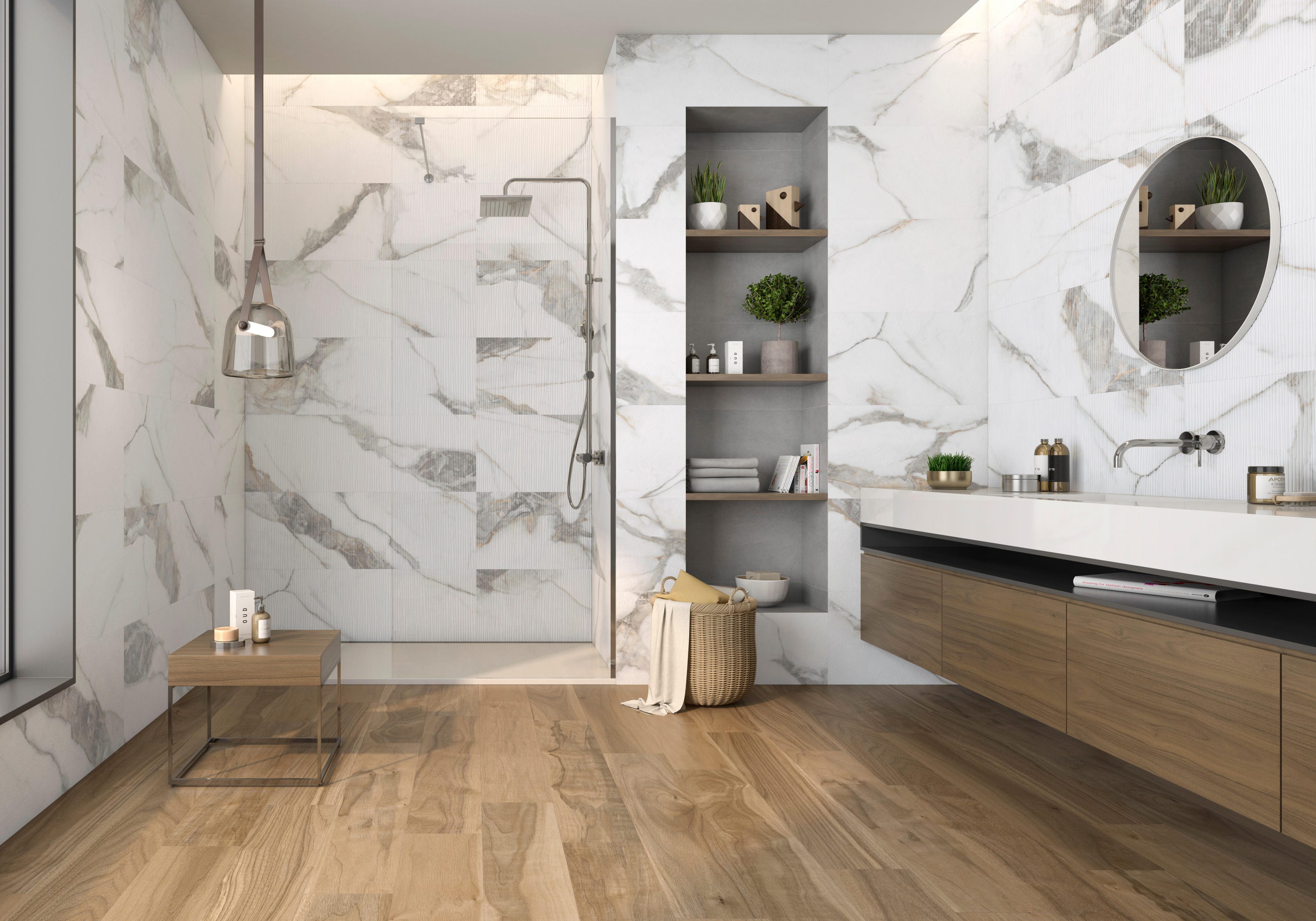 Azulejo cerámico Pietra di marmi efecto mármol blanco 40x120 cm | Leroy ...