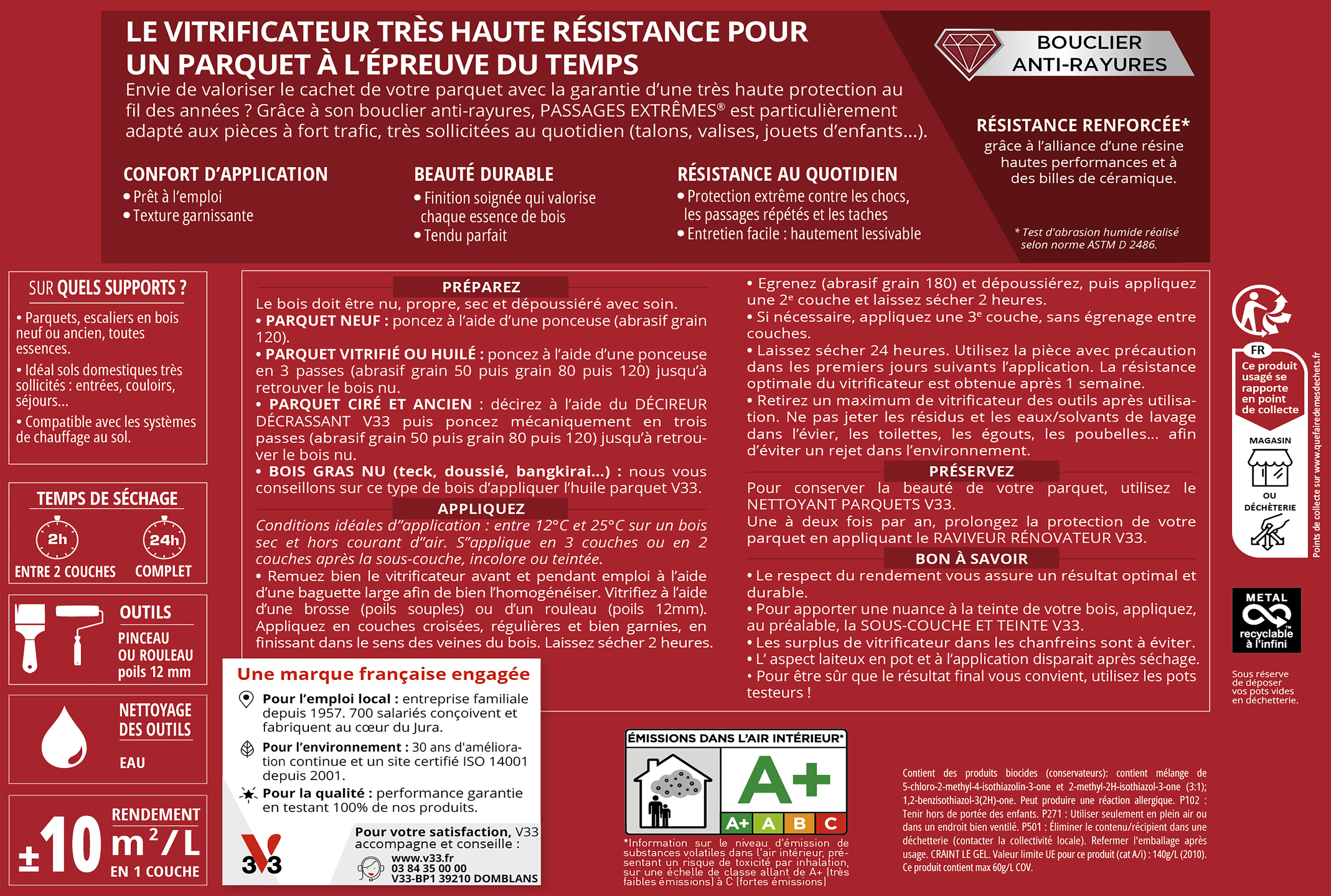 Vitrificateur parquet Passages extrêmes V33, chêne moyen satiné 2.5L - 5